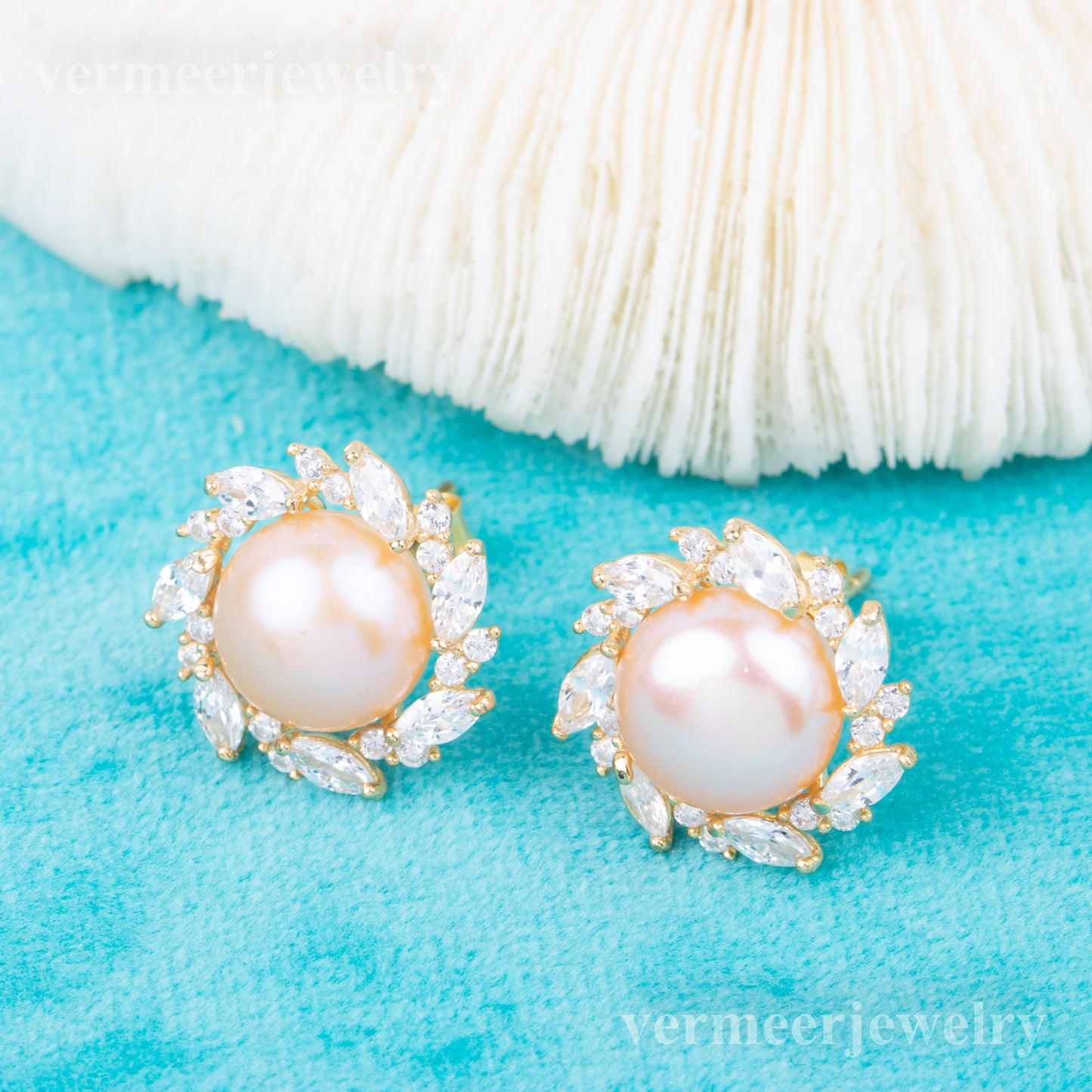 e010816 S925 pearl earring 925 sterling silver DIY 7-8mm Natural Freshwater pearl stud earring for women