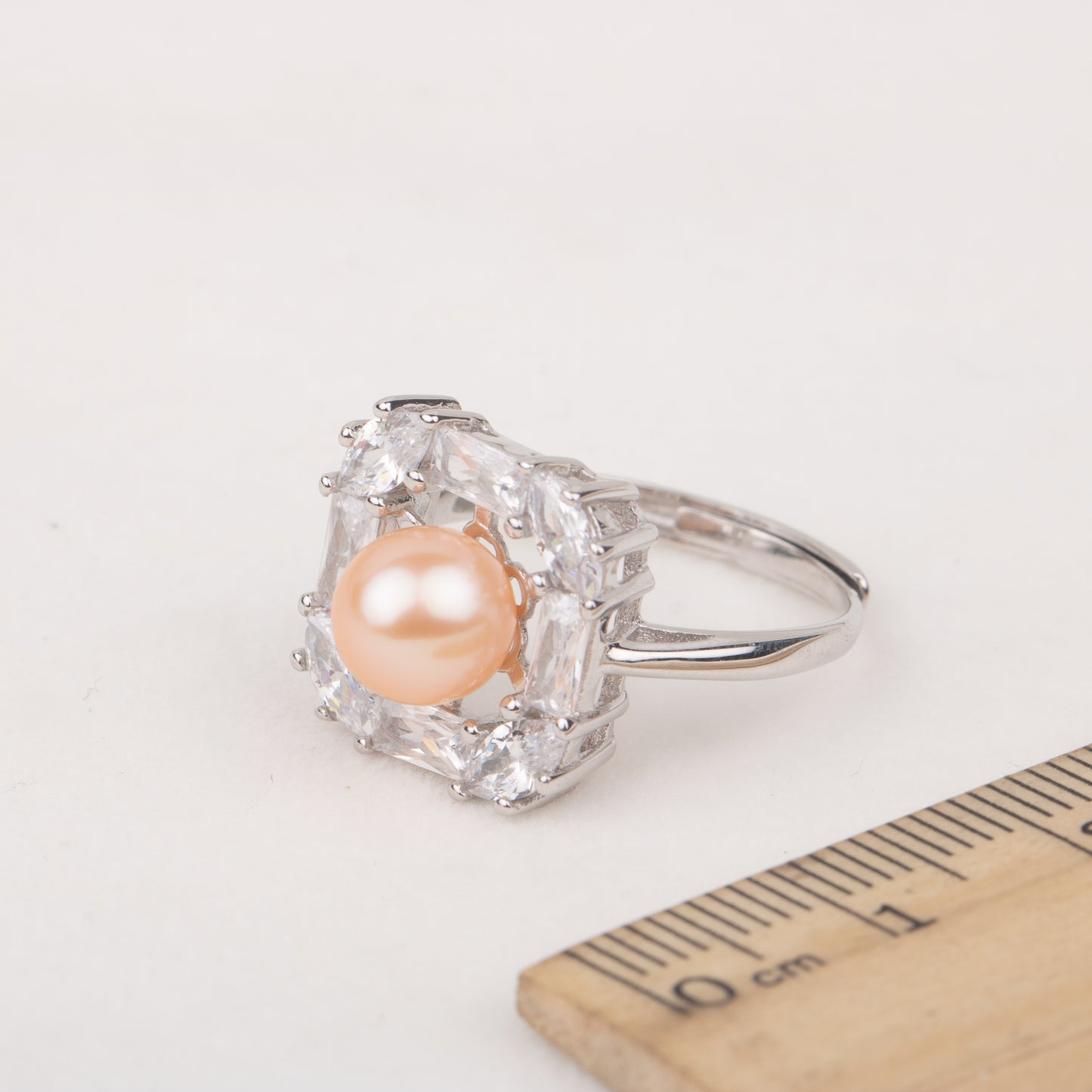 r030586 DIY 7-8mm Natural Freshwater pearl Ring accessory 925 sterling silver Adjustable size engagement jewelry ring for women