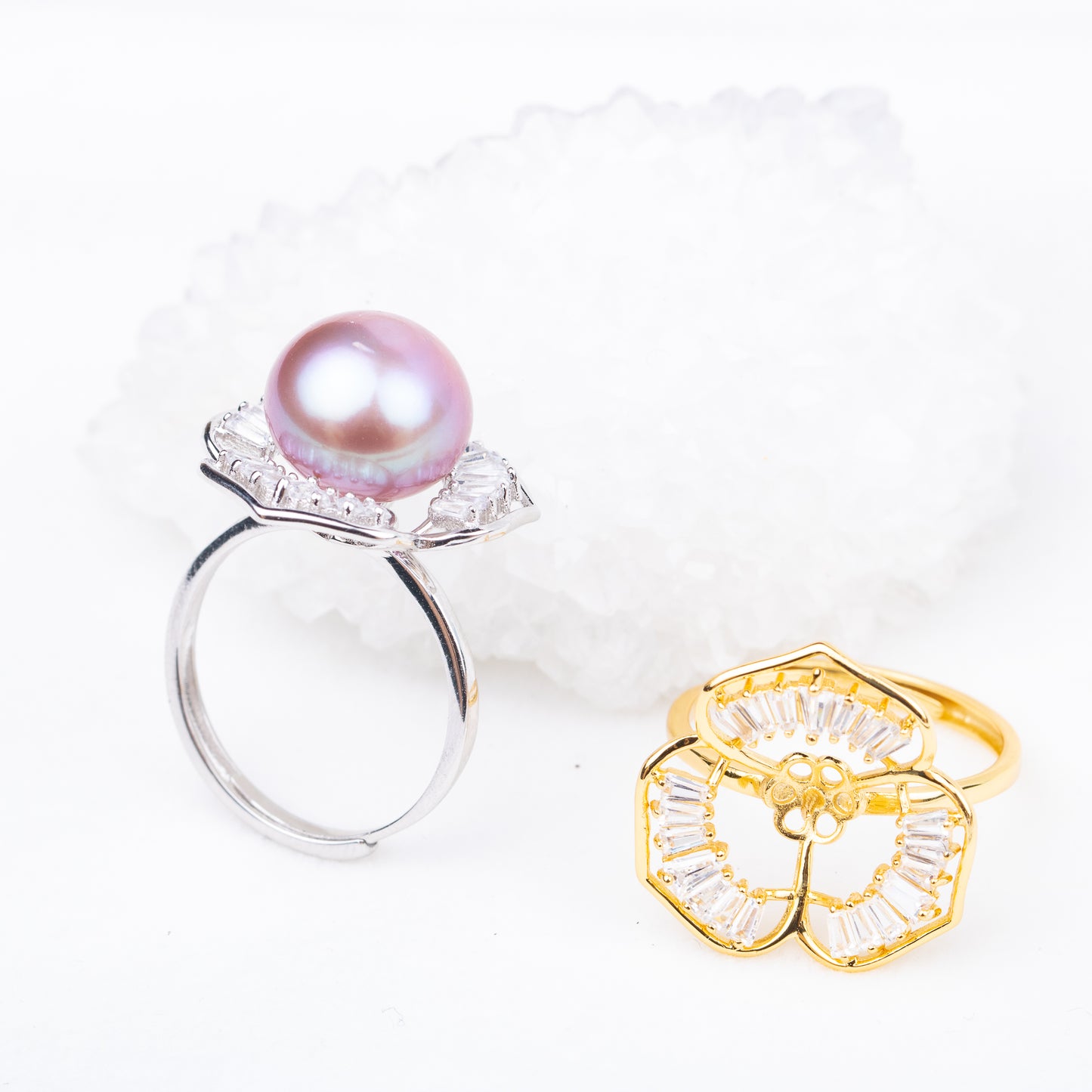 re010726 DIY 9-13mm Natural Freshwater pearl Ring 925 sterling silver Adjustable size engagement jewelry ring for women