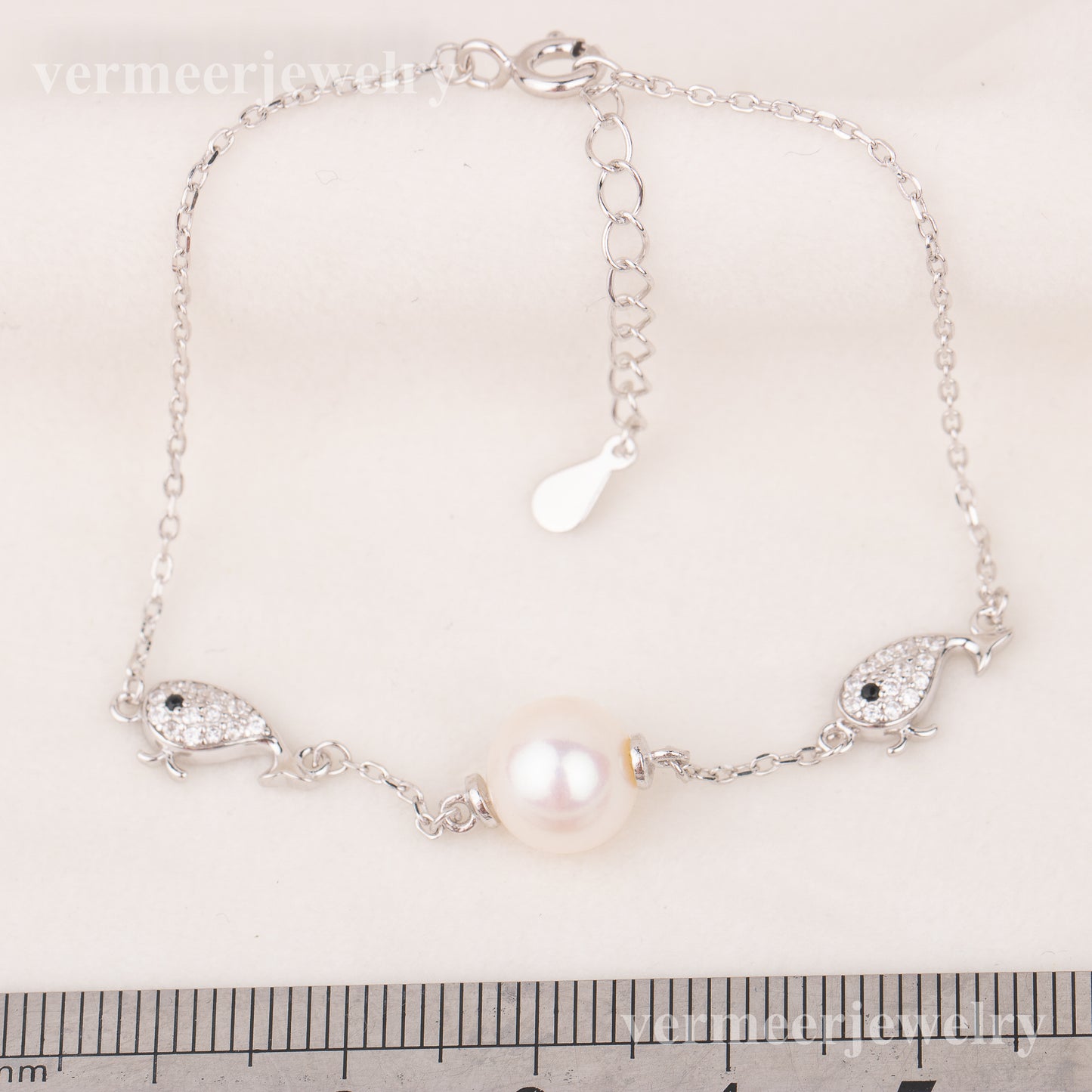 b020163 DIY 7-8mm Natural Freshwater pearl bracelet accessory 925 sterling silver adjustable chain bracelet for women