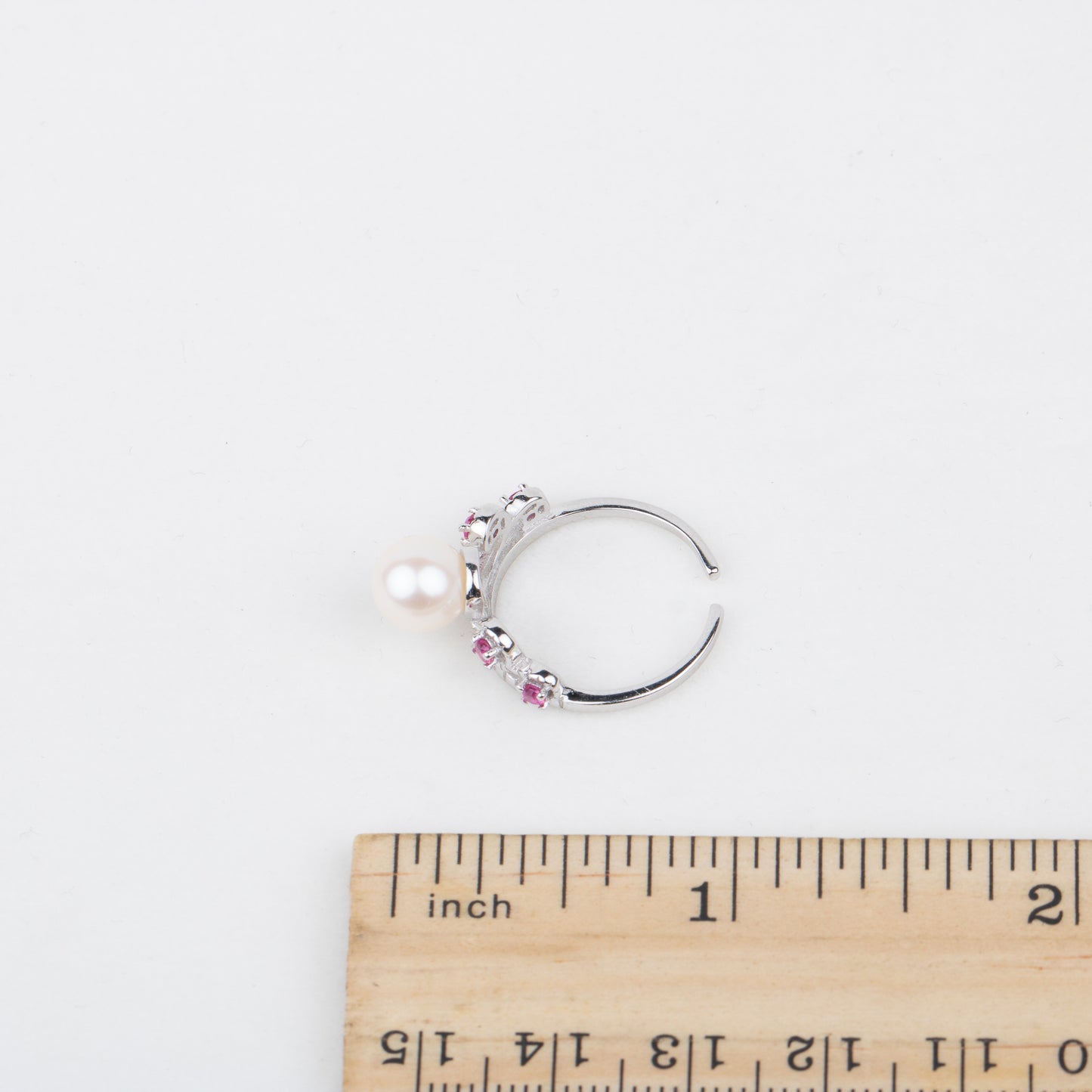 r030544 DIY 7-8mm Natural Freshwater pearl Ring accessory 925 sterling silver Adjustable size engagement jewelry ring for women