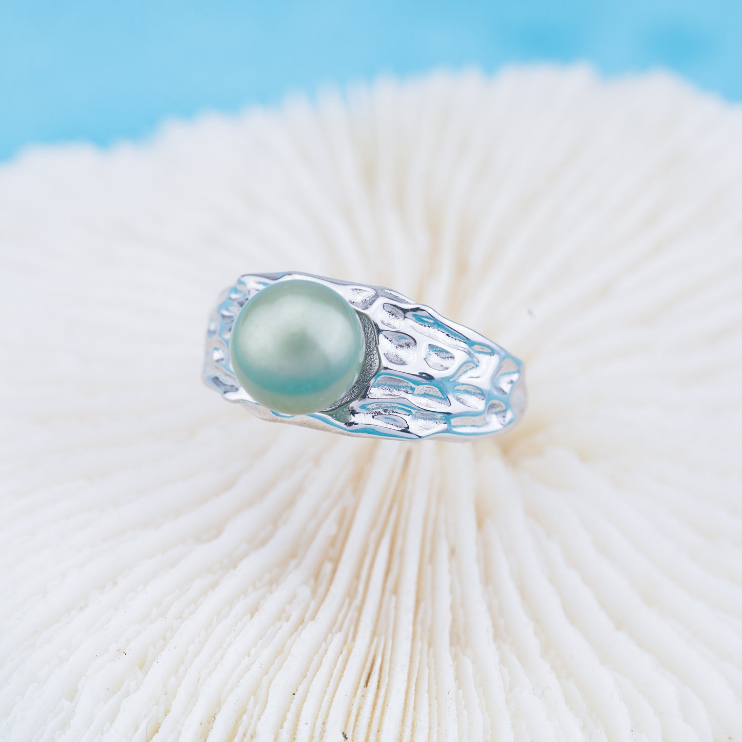 r010965 DIY 6-8mm Natural Freshwater pearl Ring accessory 925 sterling silver Adjustable size engagement jewelry ring for women