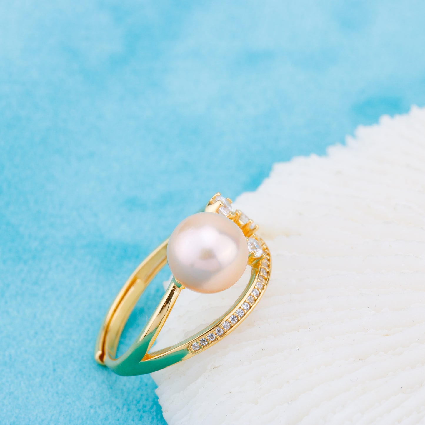 r010909 DIY 6-8mm Natural Freshwater pearl Ring accessory 925 sterling silver Adjustable size engagement jewelry ring for women