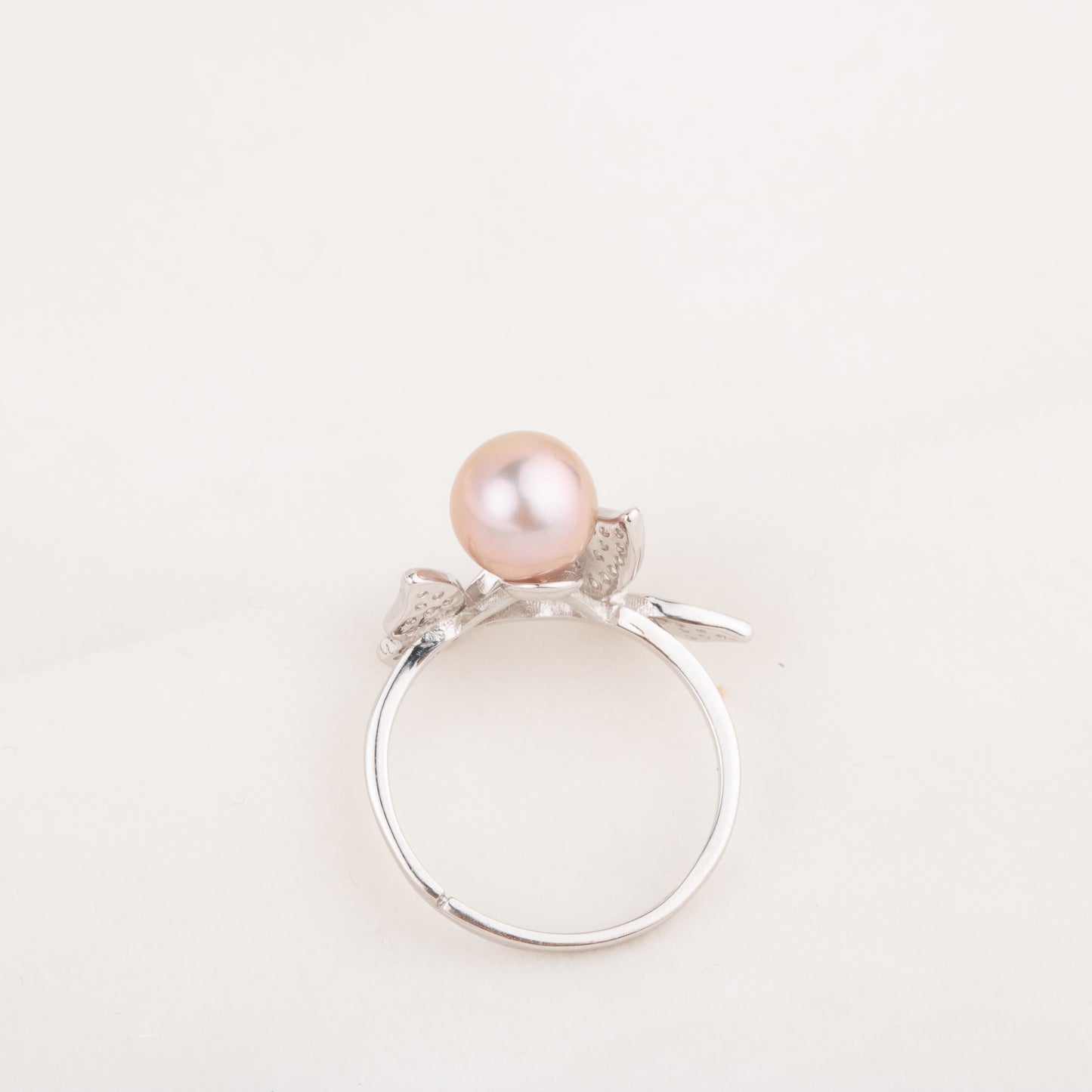 r010659 DIY 7-8mm Natural Freshwater pearl Ring accessory 925 sterling silver Adjustable size engagement jewelry ring for women