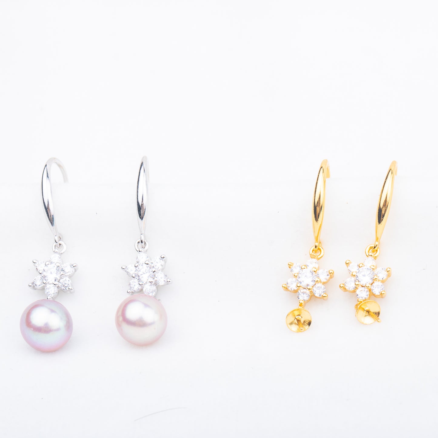 e010731 S925 pearl earring 925 sterling silver DIY 7-8mm Natural Freshwater pearl stud earring for women