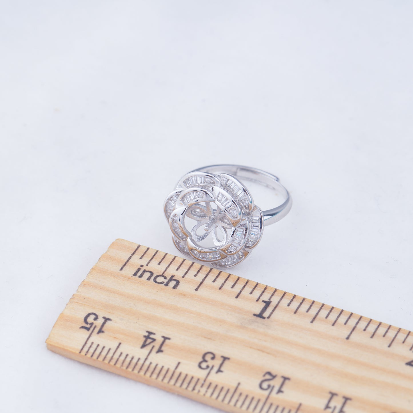r010969 DIY 6-8mm Natural Freshwater pearl Ring accessory 925 sterling silver Adjustable size engagement jewelry ring for women