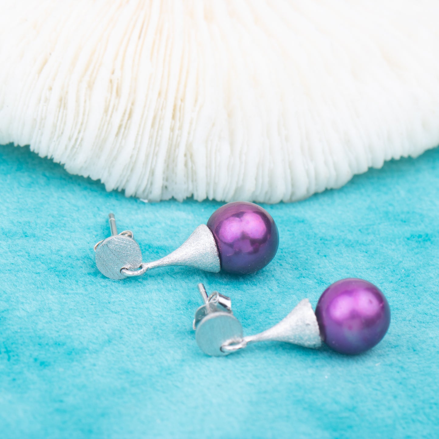 e010756 S925 pearl earring 925 sterling silver DIY 7-8mm Natural Freshwater pearl stud earring for women