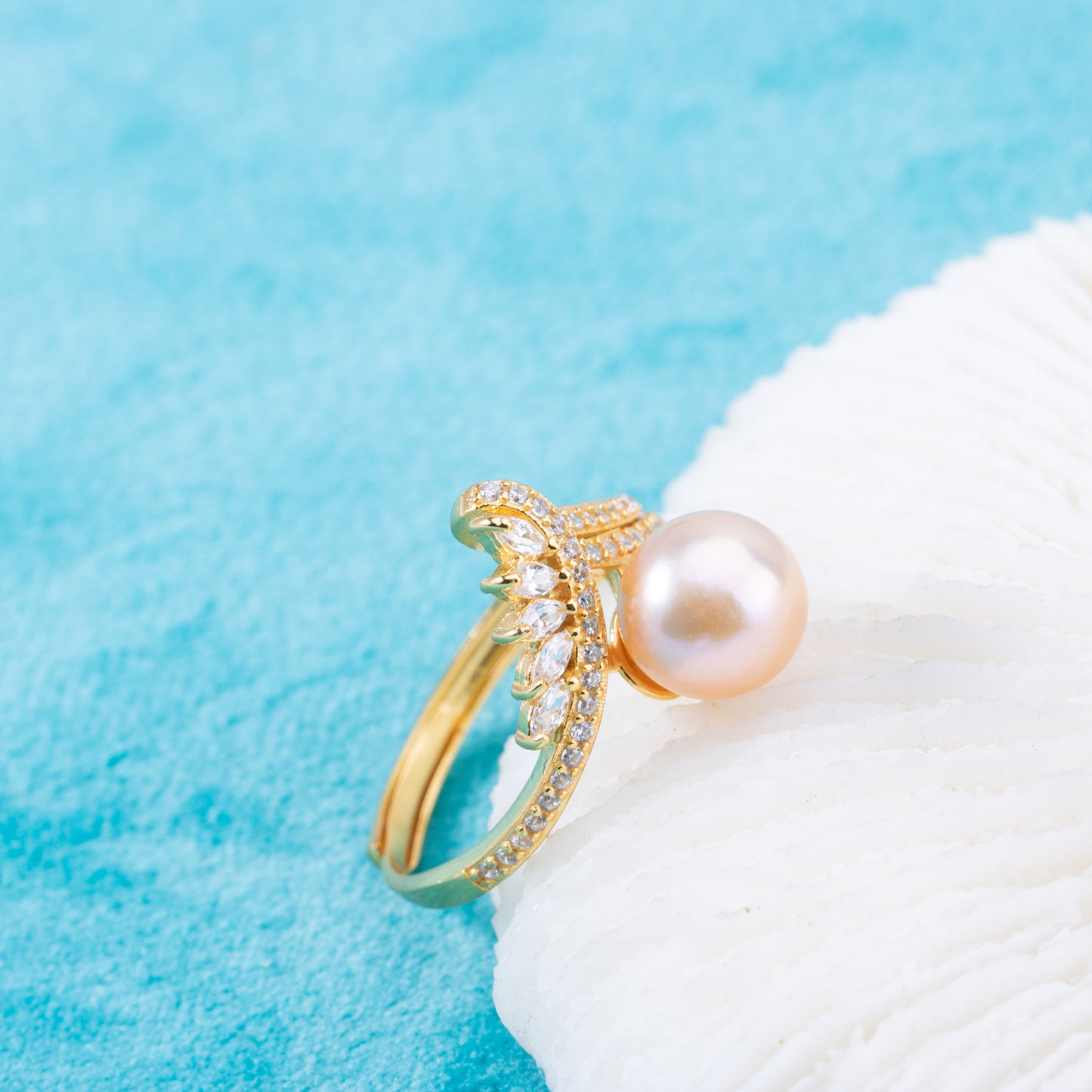r010897 DIY 6-8mm Natural Freshwater pearl Ring accessory 925 sterling silver Adjustable size engagement jewelry ring for women