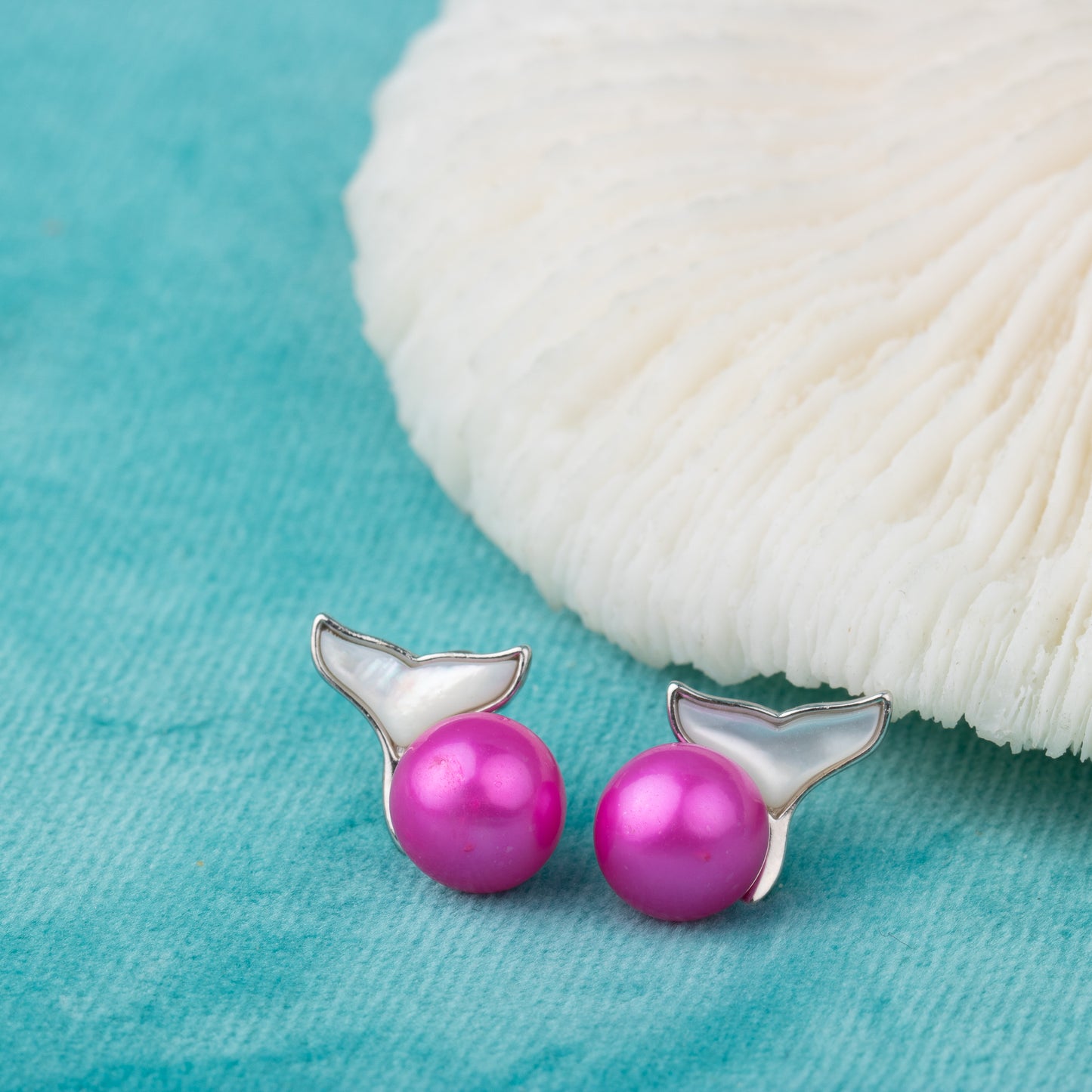 S010038 DIY 7-8mm Natural Freshwater pearl jewelry set mermaid tail shape 925 sterling silver engagement jewelry for women