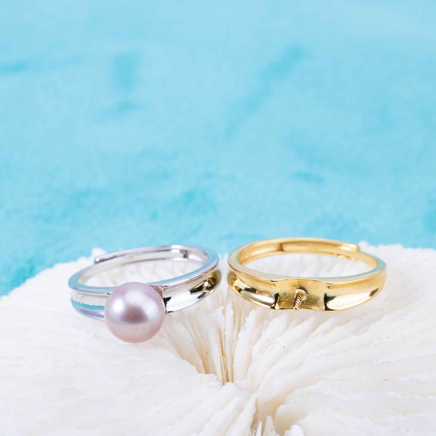 r010888 DIY 6-8mm Natural Freshwater pearl Ring accessory 925 sterling silver Adjustable size engagement jewelry ring for women