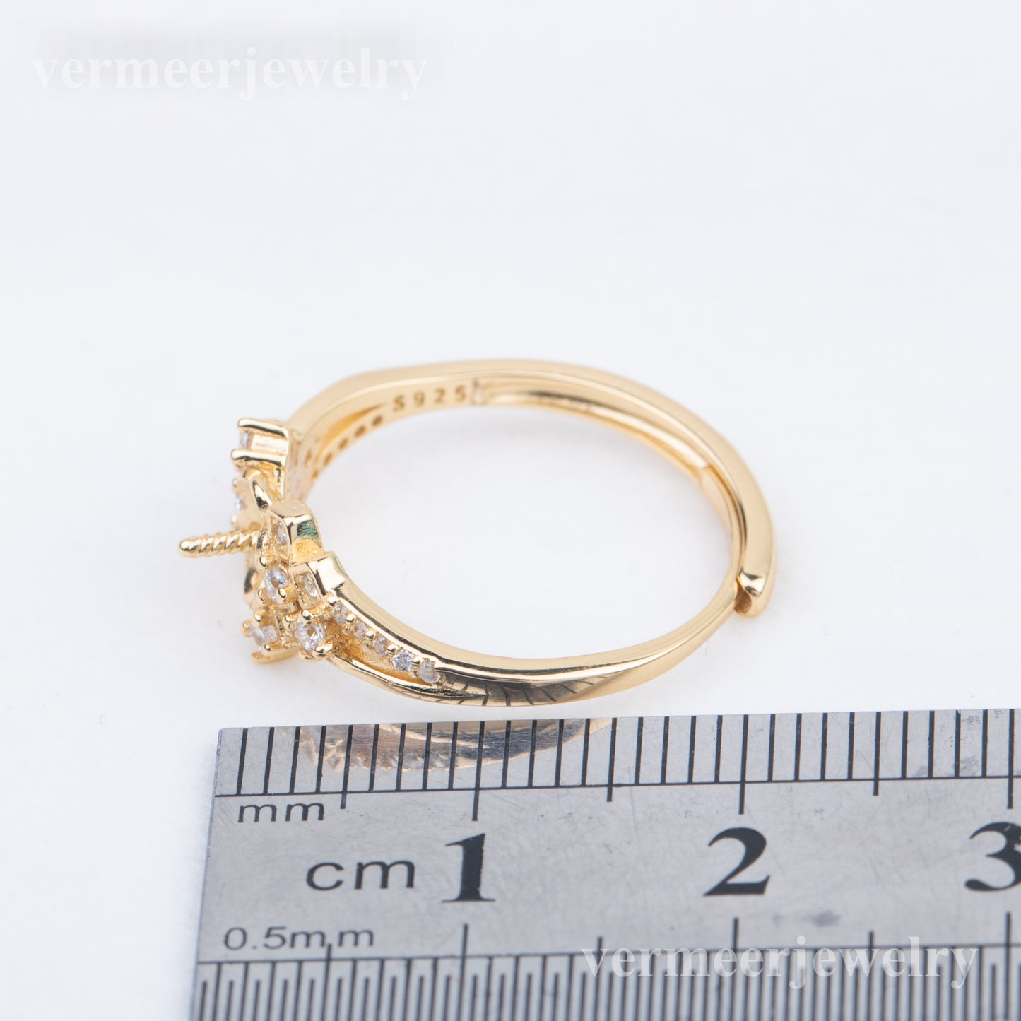 r010805 DIY 7-8mm Natural Freshwater pearl Ring accessory 925 sterling silver Adjustable size engagement jewelry ring for women
