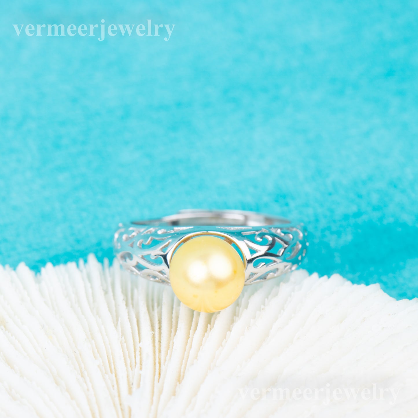r010846 DIY 7-8mm Natural Freshwater pearl Ring accessory 925 sterling silver Adjustable size engagement jewelry ring for women