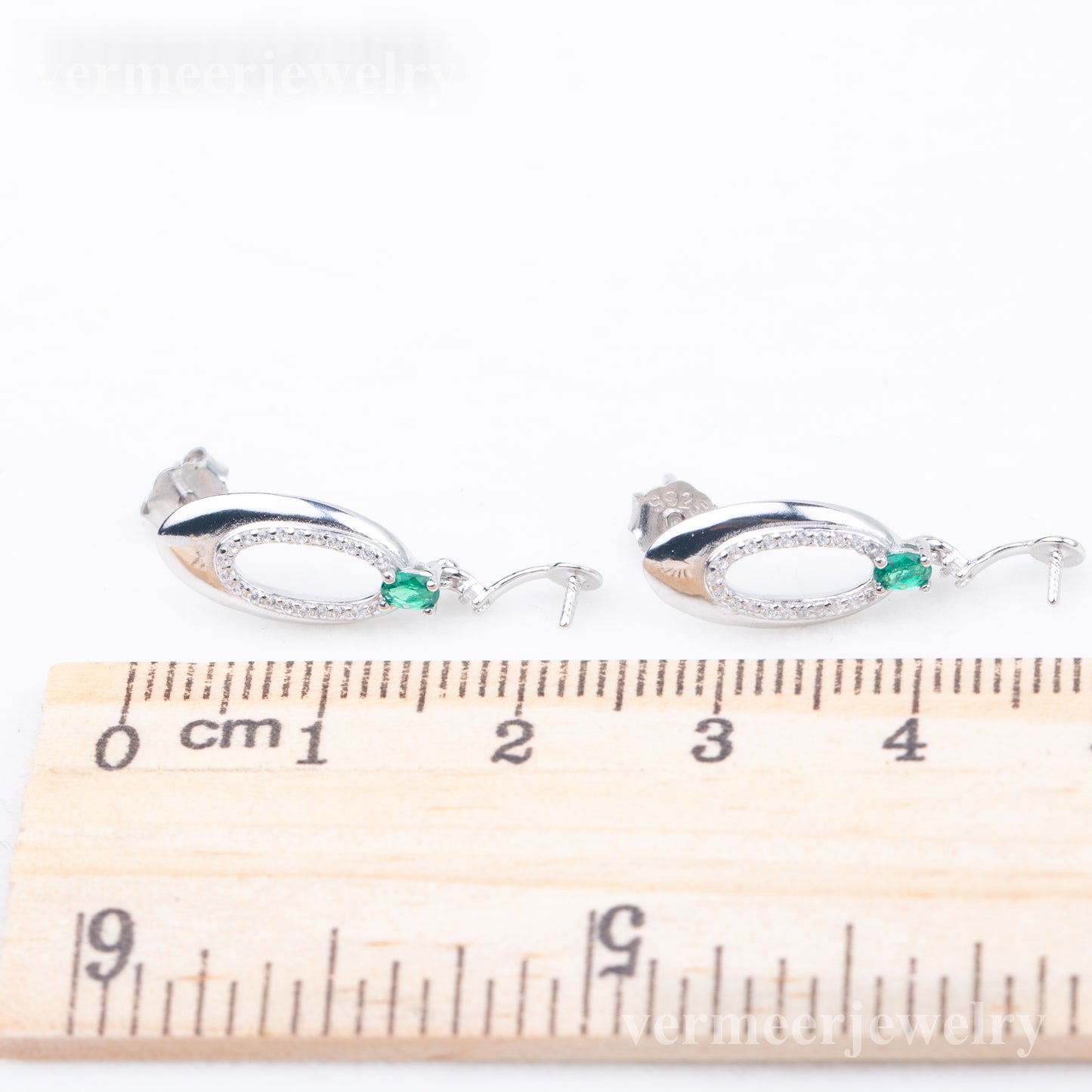 e010778 S925 pearl earring 925 sterling silver DIY 7-8mm Natural Freshwater pearl stud earring for women