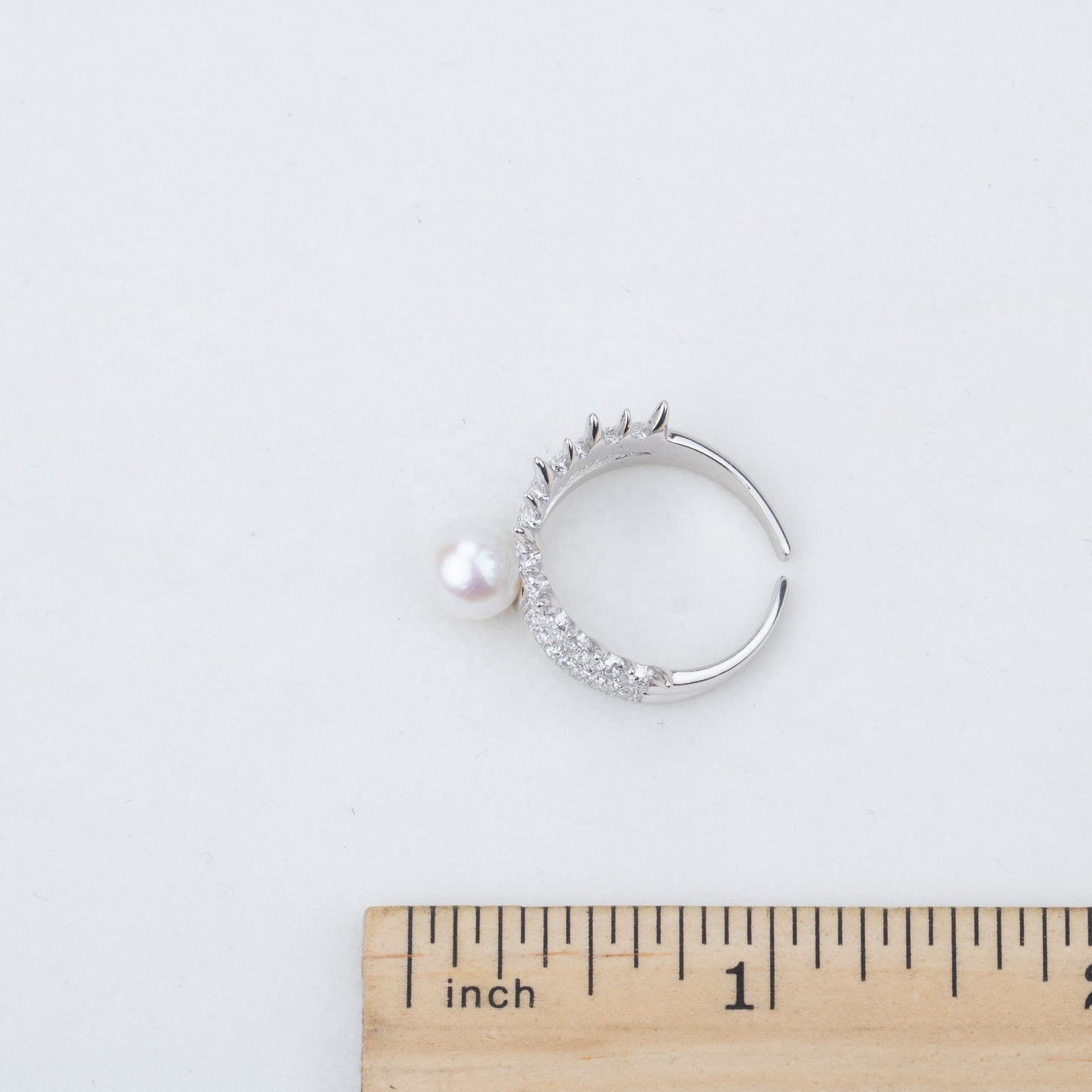 r030514 DIY 7-8mm Natural Freshwater pearl Ring accessory 925 sterling silver Adjustable size engagement jewelry ring for women