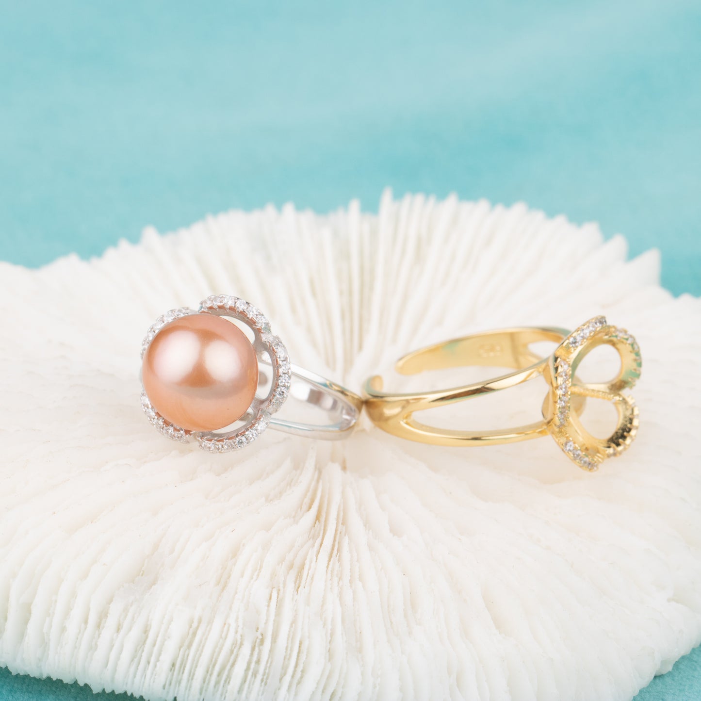 re010647 DIY 9-11mm Natural Freshwater pearl Ring accessory 925 sterling silver Adjustable size engagement ring for women