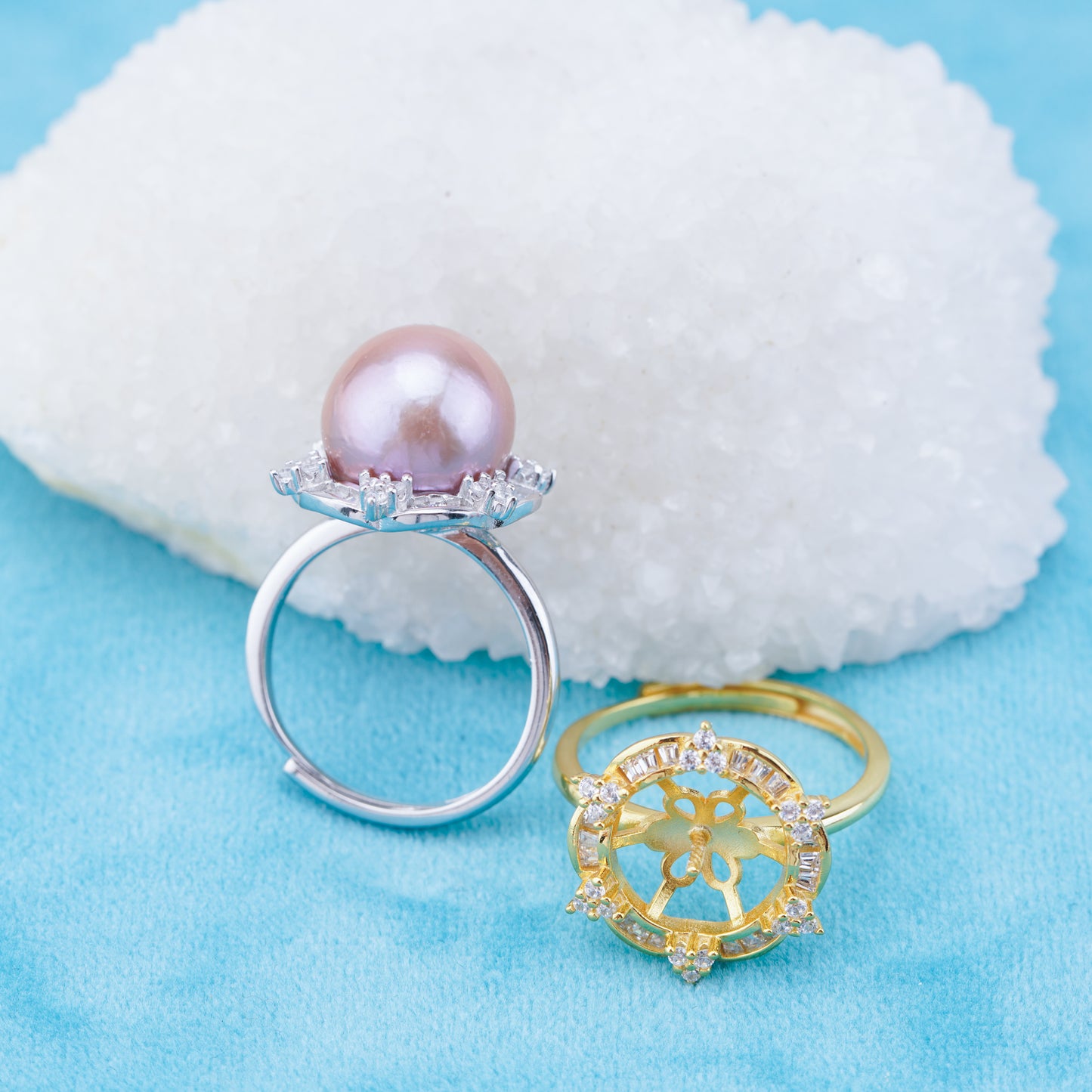 re010941 DIY 9-11mm Natural Freshwater pearl Ring accessory 925 sterling silver Adjustable size engagement ring for women