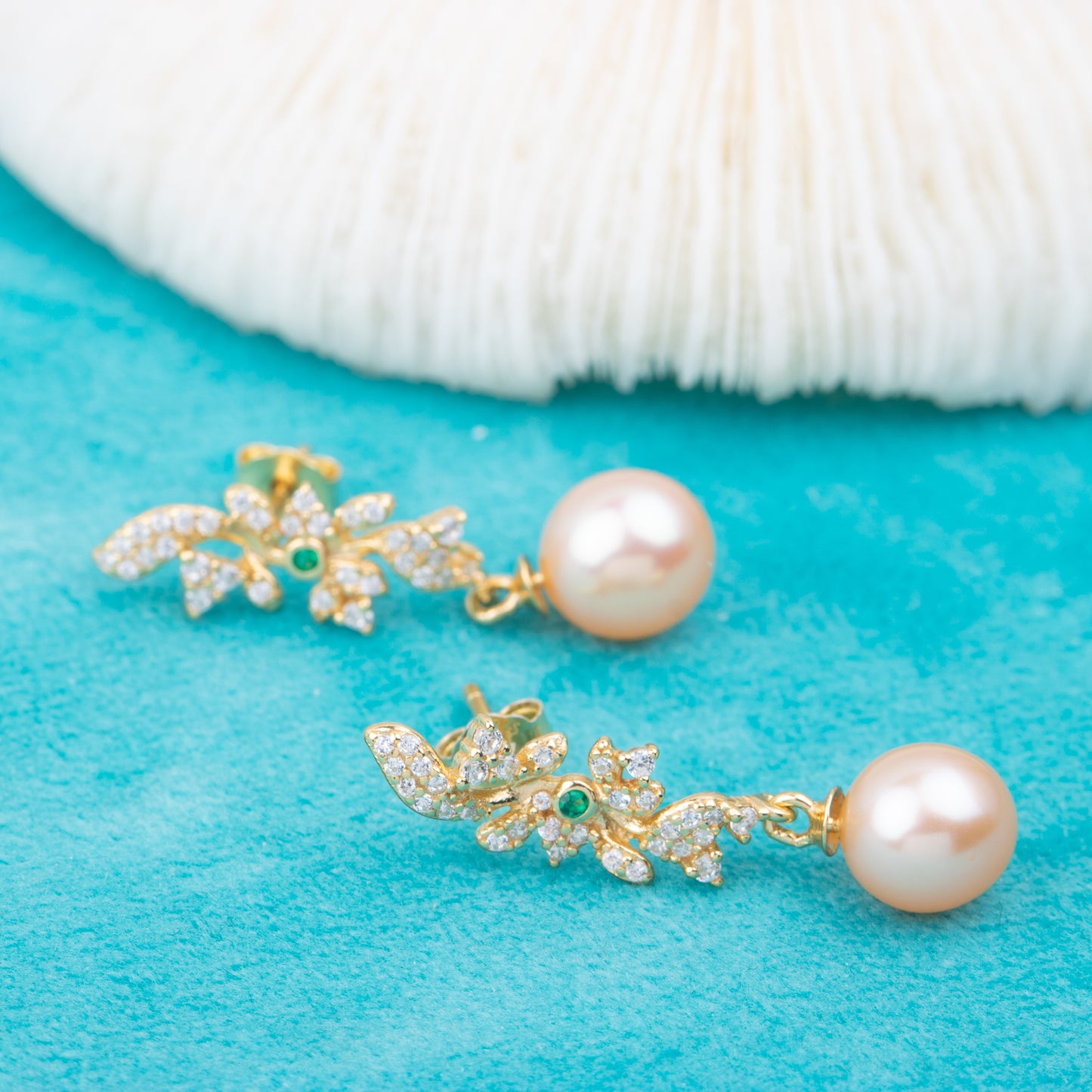 e010781 S925 pearl earring 925 sterling silver DIY 7-8mm Natural Freshwater pearl stud earring for women