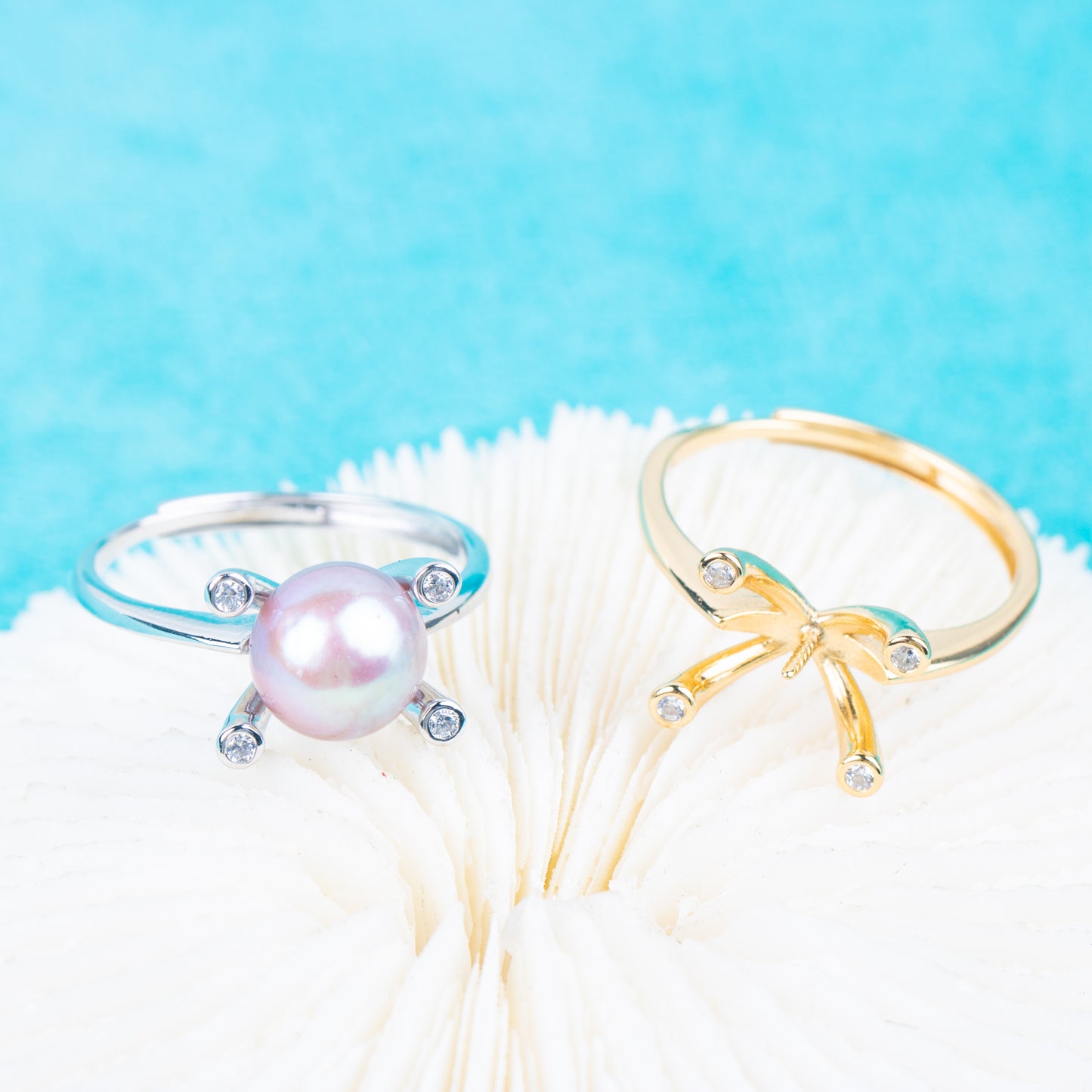 r010833 DIY 7-8mm Natural Freshwater pearl Ring accessory 925 sterling silver Adjustable size engagement jewelry ring for women