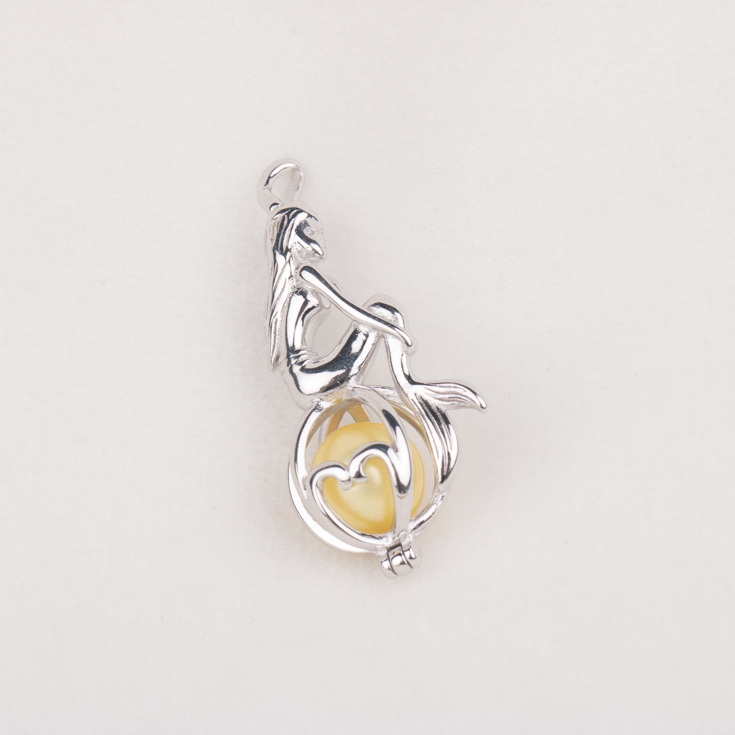 C030075 sterling silver mermaid shape Freshwater pearl cage pendant necklace jewelry locket for pearl party