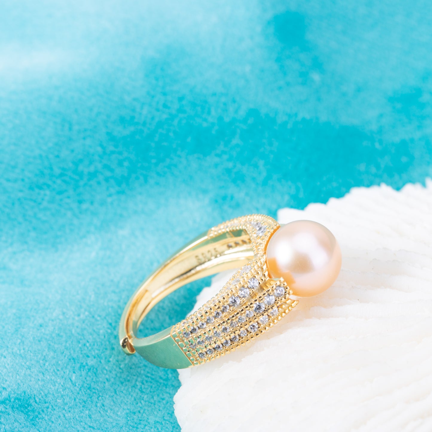 re010880 DIY 9-11mm Natural Freshwater pearl Ring accessory 925 sterling silver Adjustable size engagement ring for women