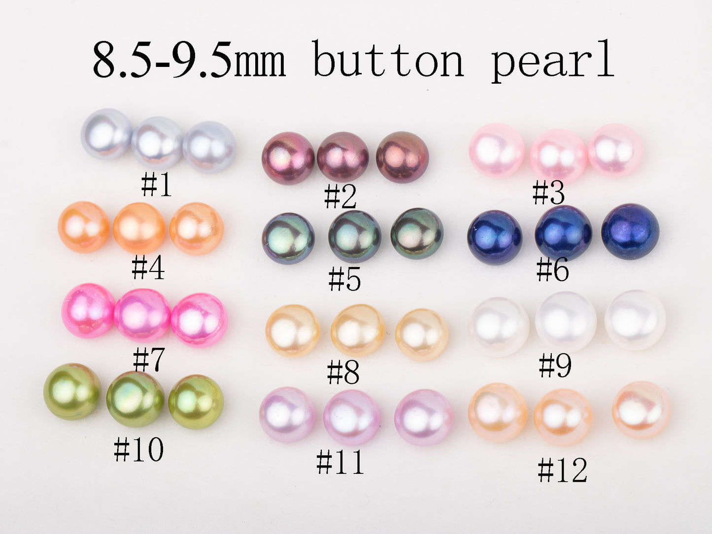 Wholesale 12colors 8.5-9.5mm AAA grade button shape loose freshwater pearl round shape half hole for pearl party