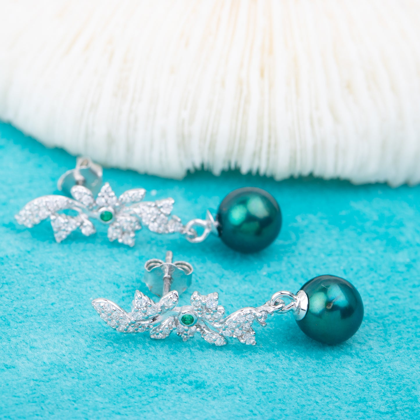 e010781 S925 pearl earring 925 sterling silver DIY 7-8mm Natural Freshwater pearl stud earring for women