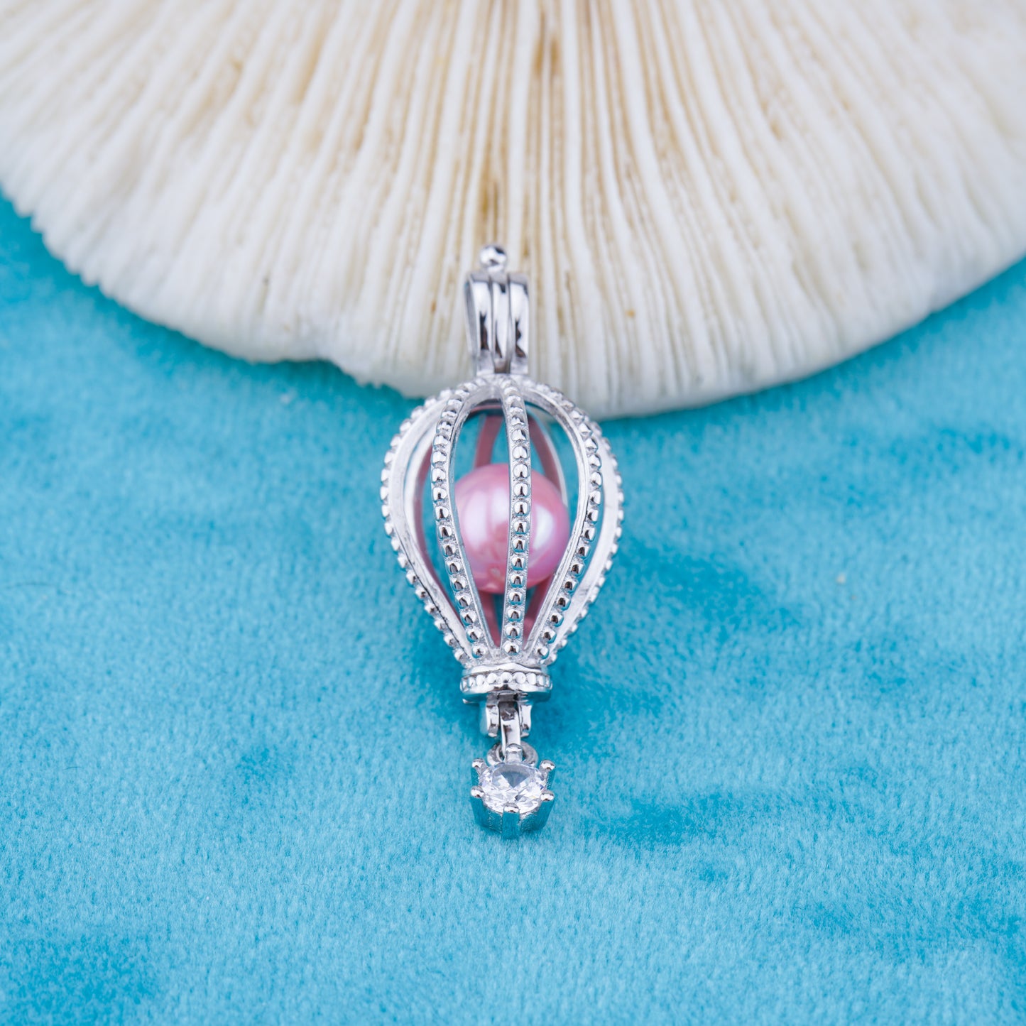C030124 sterling silver Freshwater pearl cage pendant necklace jewelry locket for pearl party
