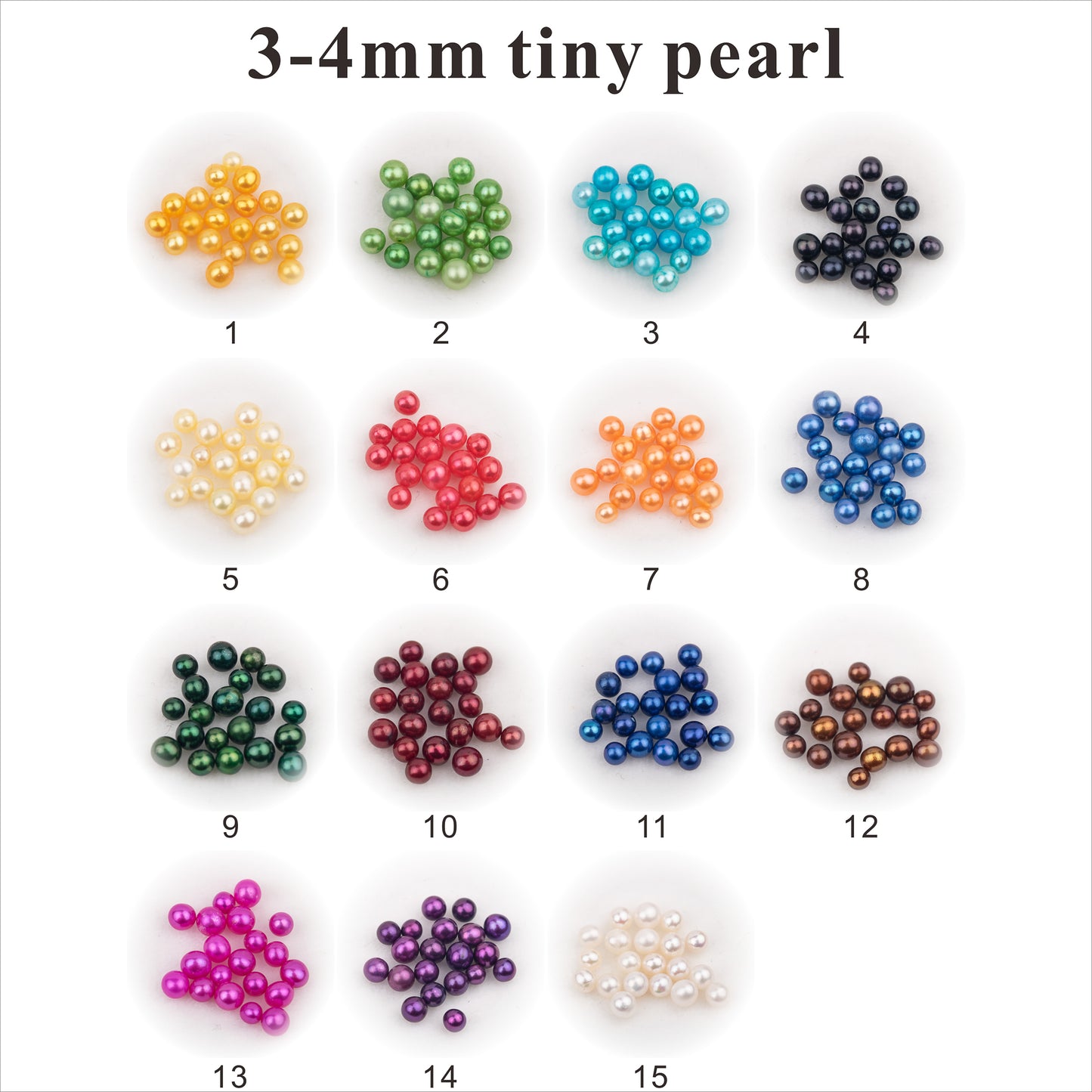 Wholesale 14colors 3-4mm loose freshwater pearl round shape no hole bead for pearl party