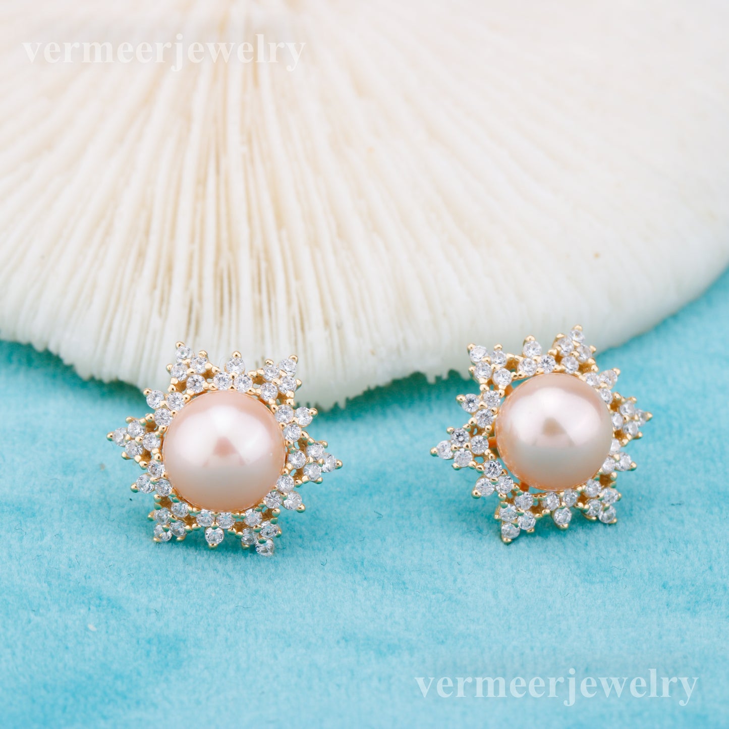 e010898 S925 pearl earring 925 sterling silver DIY 7-8mm Natural Freshwater pearl stud earring for women