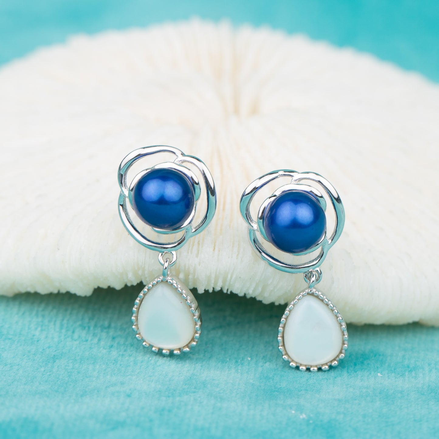 e060648 S925 pearl earring 925 sterling silver DIY 7-8mm Natural Freshwater pearl stud earring for women