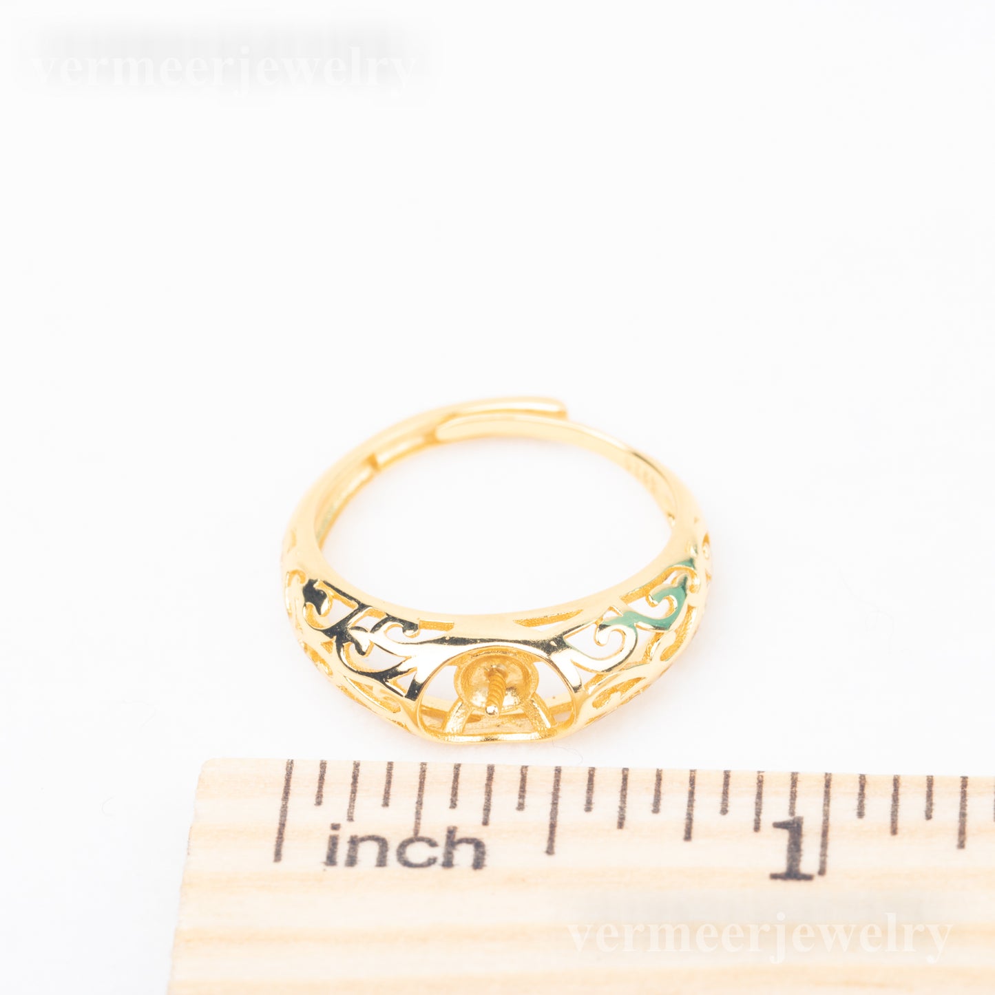 r010846 DIY 7-8mm Natural Freshwater pearl Ring accessory 925 sterling silver Adjustable size engagement jewelry ring for women