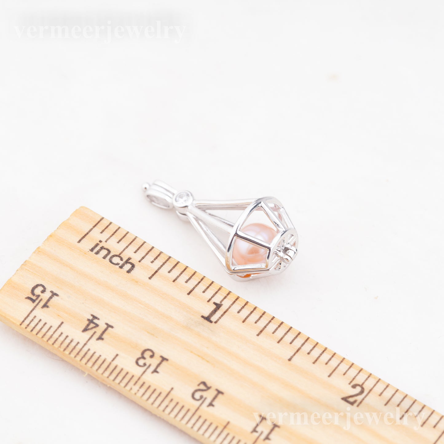 C030104 sterling silver Freshwater pearl cage pendant necklace jewelry locket for pearl party
