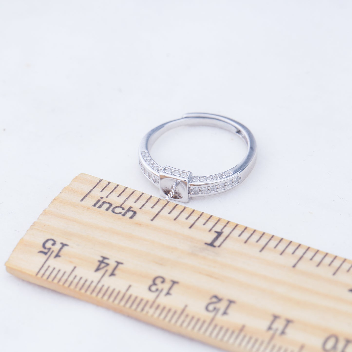 r010961 DIY 6-8mm Natural Freshwater pearl Ring accessory 925 sterling silver Adjustable size engagement jewelry ring for women