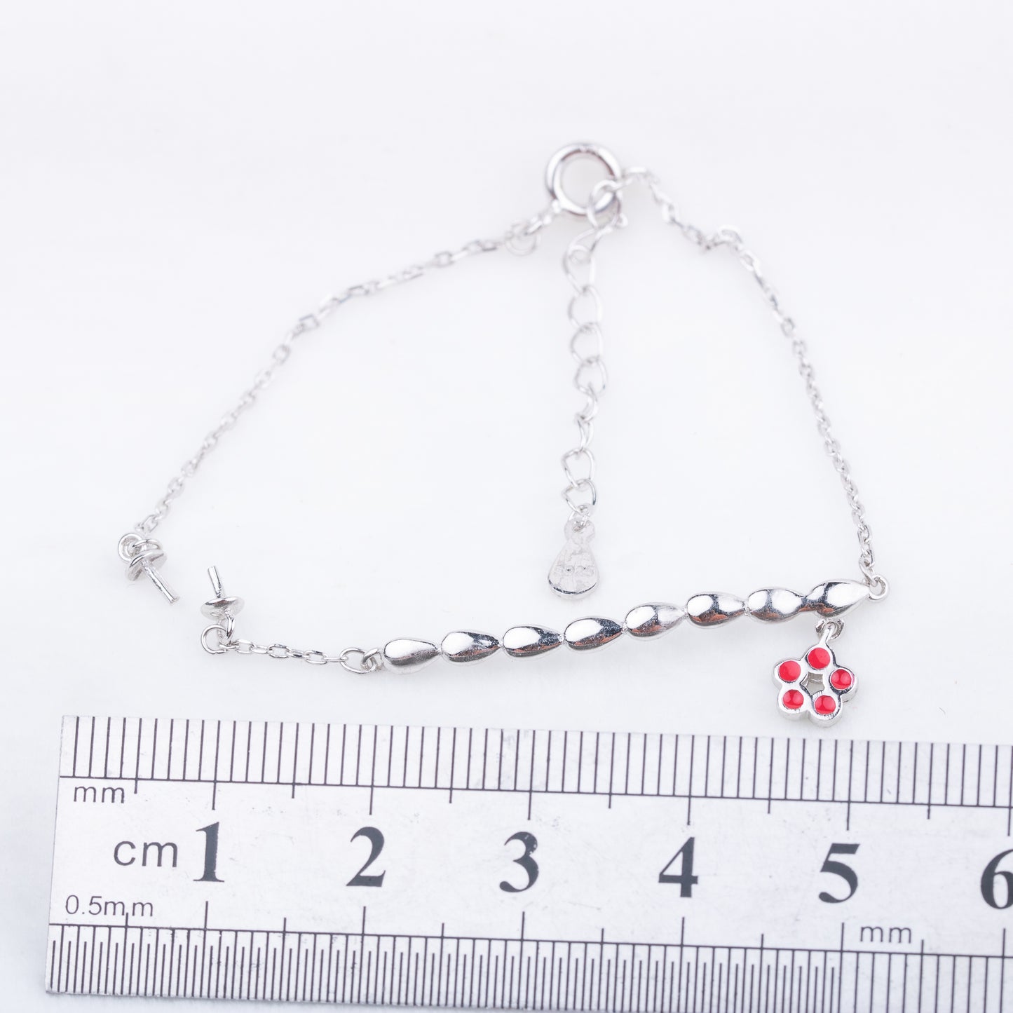 b010188 DIY 7-8mm Natural Freshwater pearl bracelet accessory 925 sterling silver adjustable chain bracelet for women