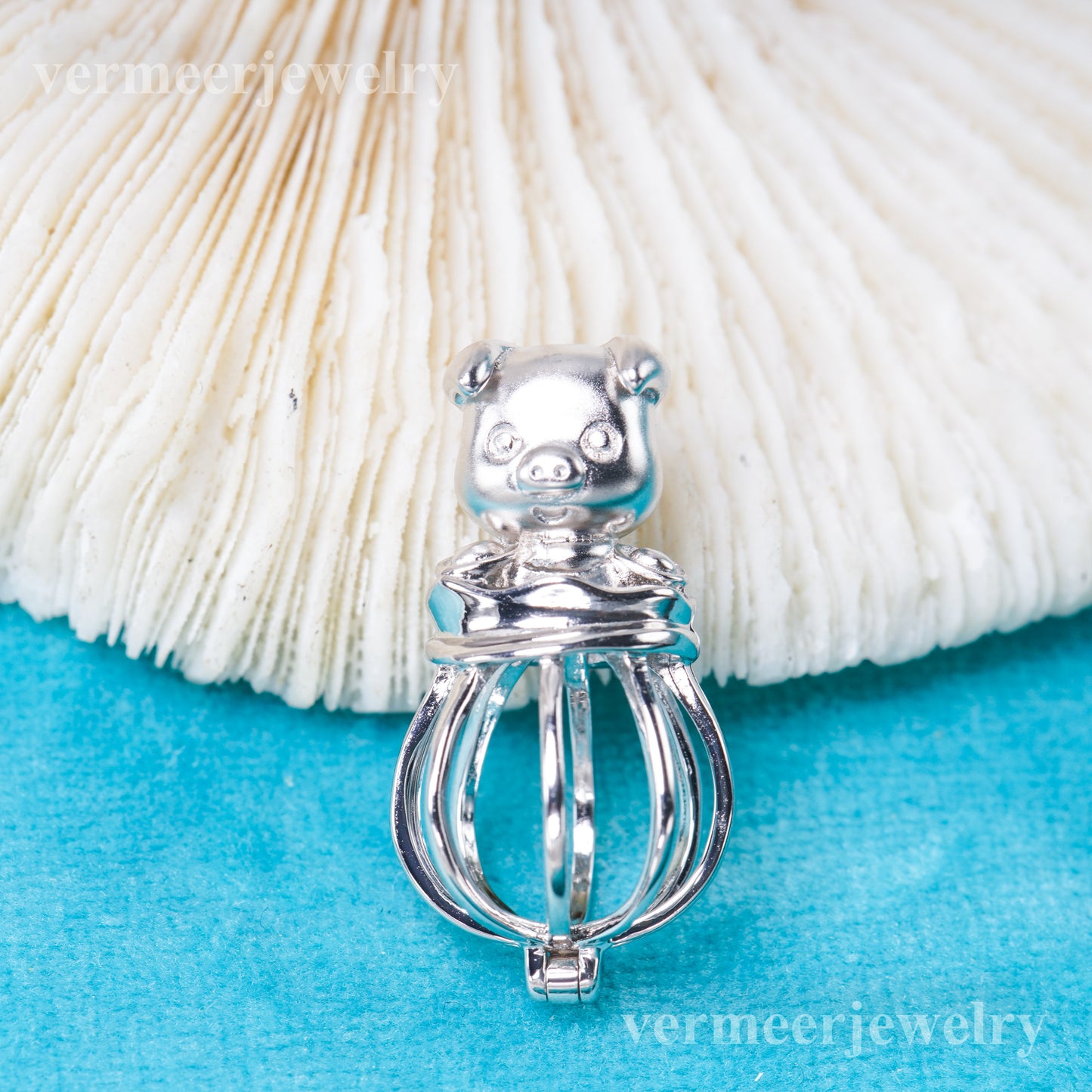 C030135 sterling silver Freshwater pearl cage pendant necklace jewelry locket for pearl party