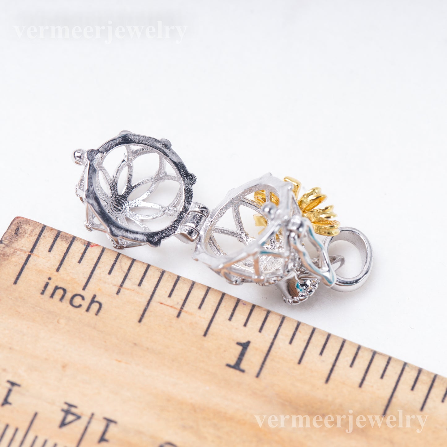 C030136 sterling silver Freshwater pearl cage pendant necklace jewelry locket for pearl party