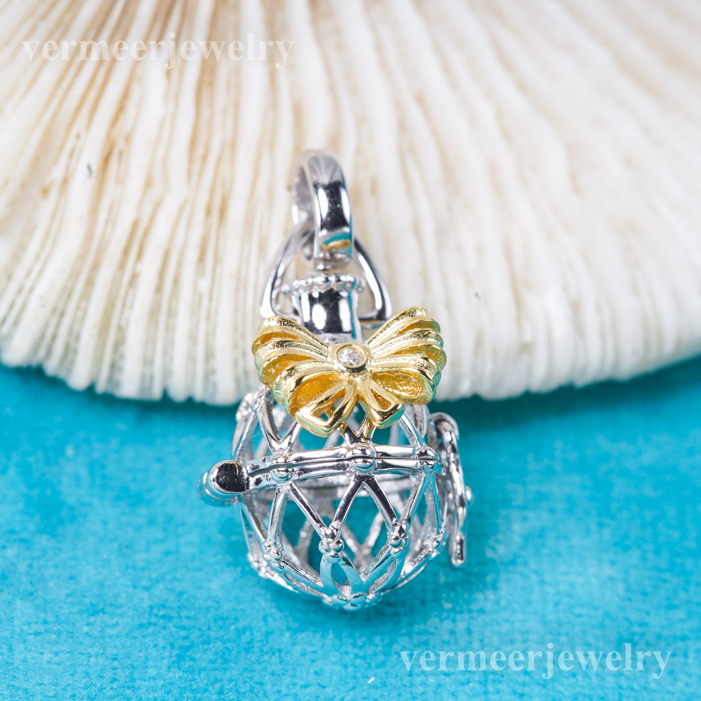 C030136 sterling silver Freshwater pearl cage pendant necklace jewelry locket for pearl party