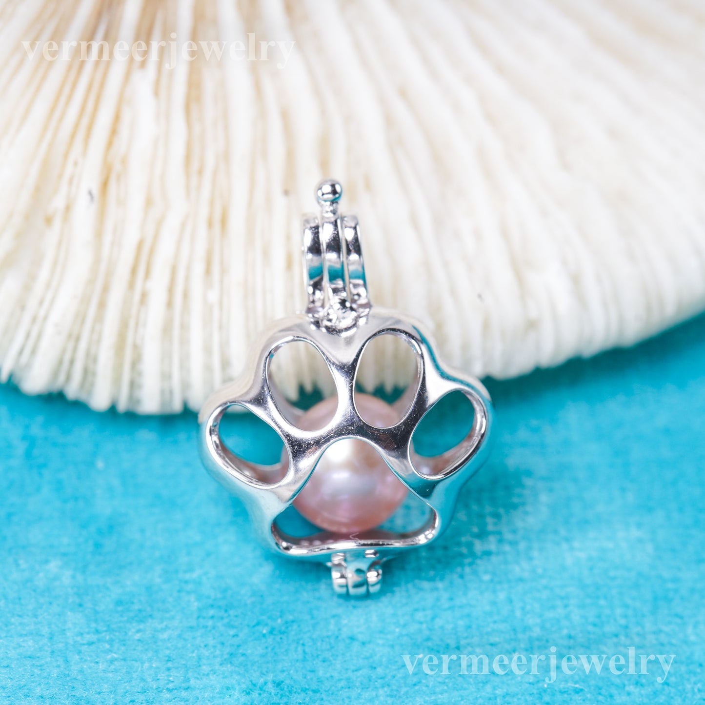 C030139 sterling silver Freshwater pearl cage pendant necklace jewelry locket for pearl party