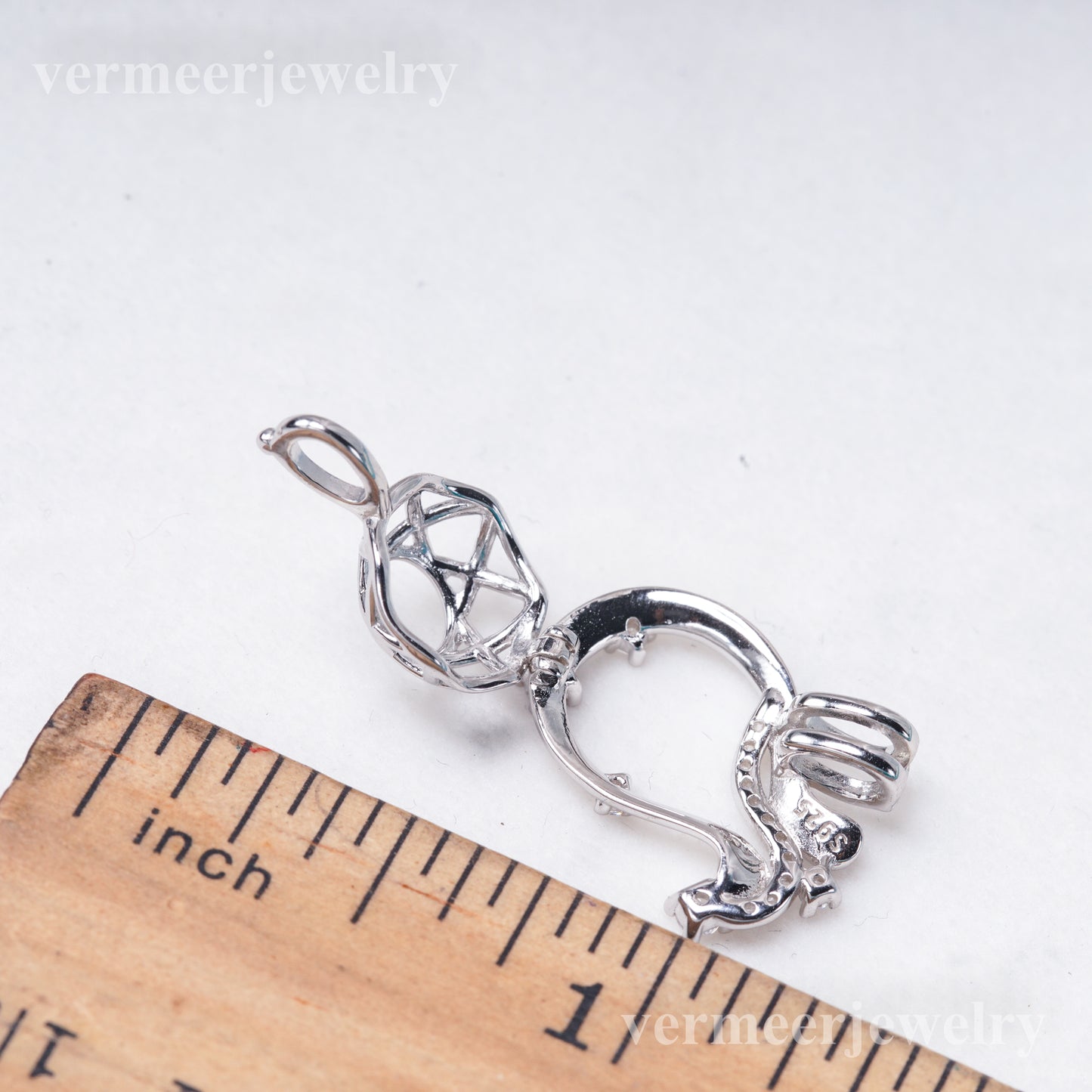 C030148 sterling silver Freshwater pearl cage pendant necklace jewelry locket for pearl party