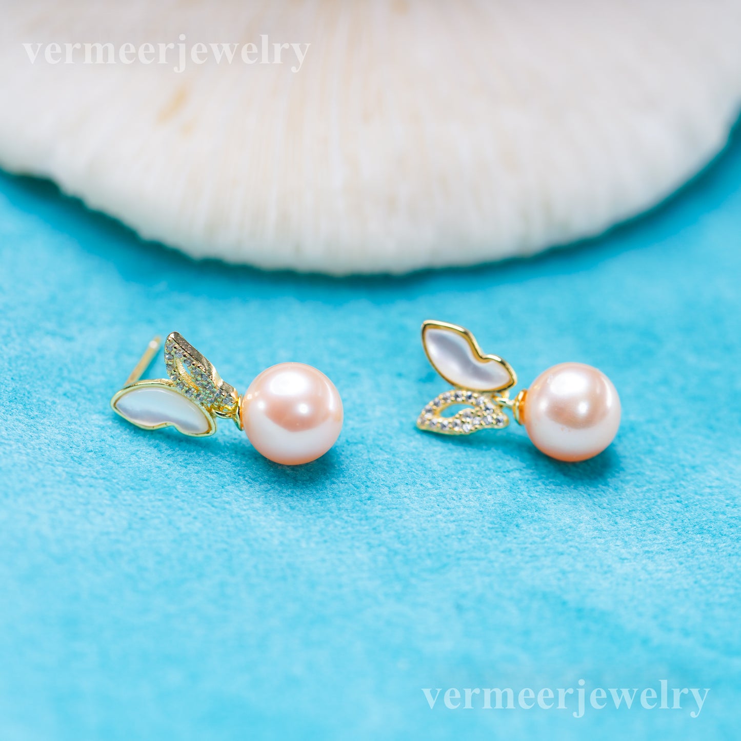 e010904 S925 pearl earring 925 sterling silver DIY 7-8mm Natural Freshwater pearl stud earring for women