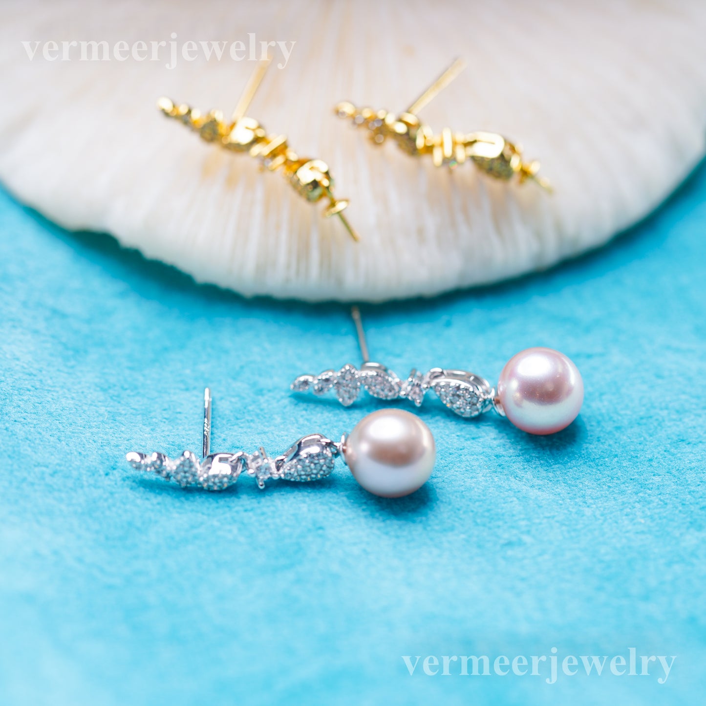 e010906 S925 pearl earring 925 sterling silver DIY 7-8mm Natural Freshwater pearl stud earring for women