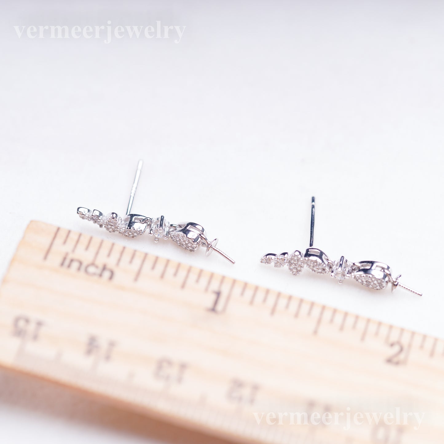 e010906 S925 pearl earring 925 sterling silver DIY 7-8mm Natural Freshwater pearl stud earring for women