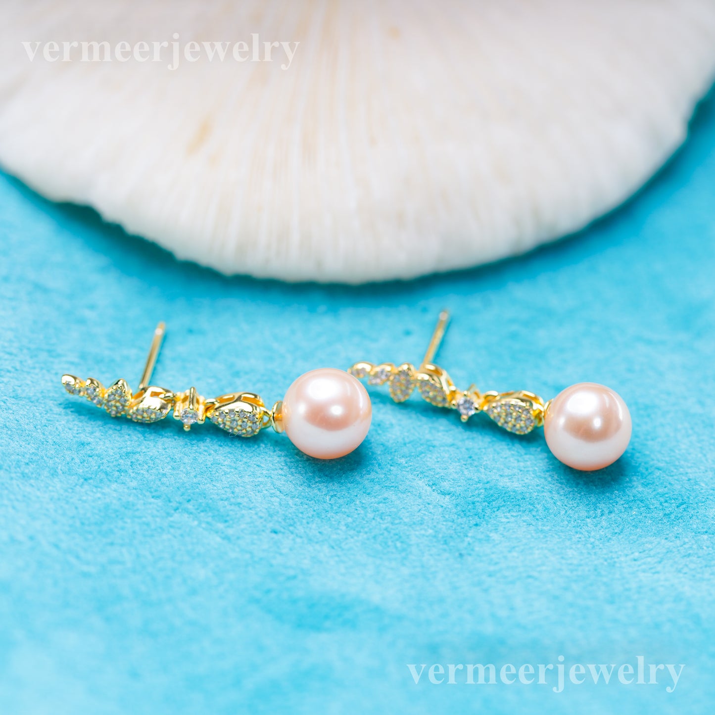 e010906 S925 pearl earring 925 sterling silver DIY 7-8mm Natural Freshwater pearl stud earring for women