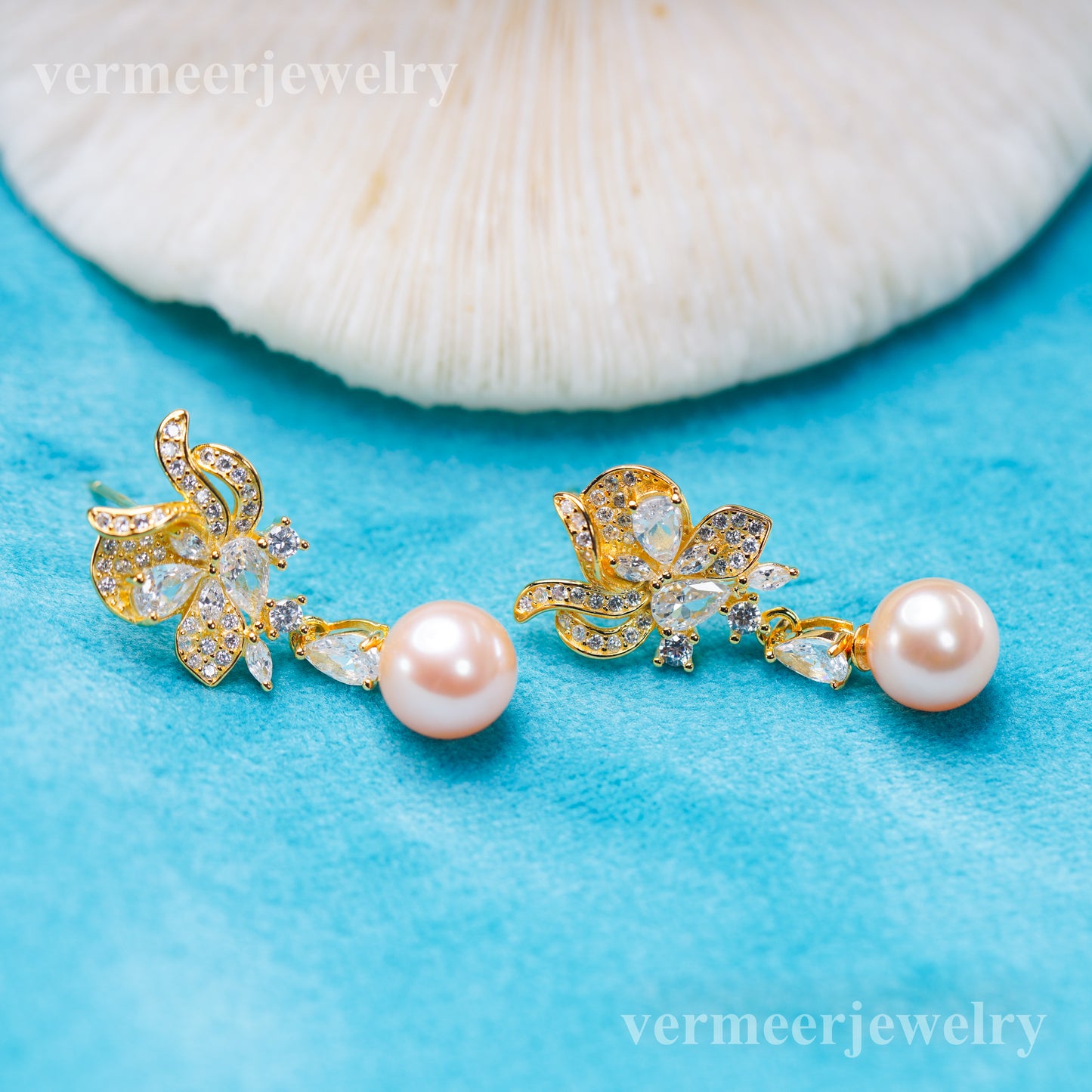 e010907 S925 pearl earring 925 sterling silver DIY 7-8mm Natural Freshwater pearl stud earring for women