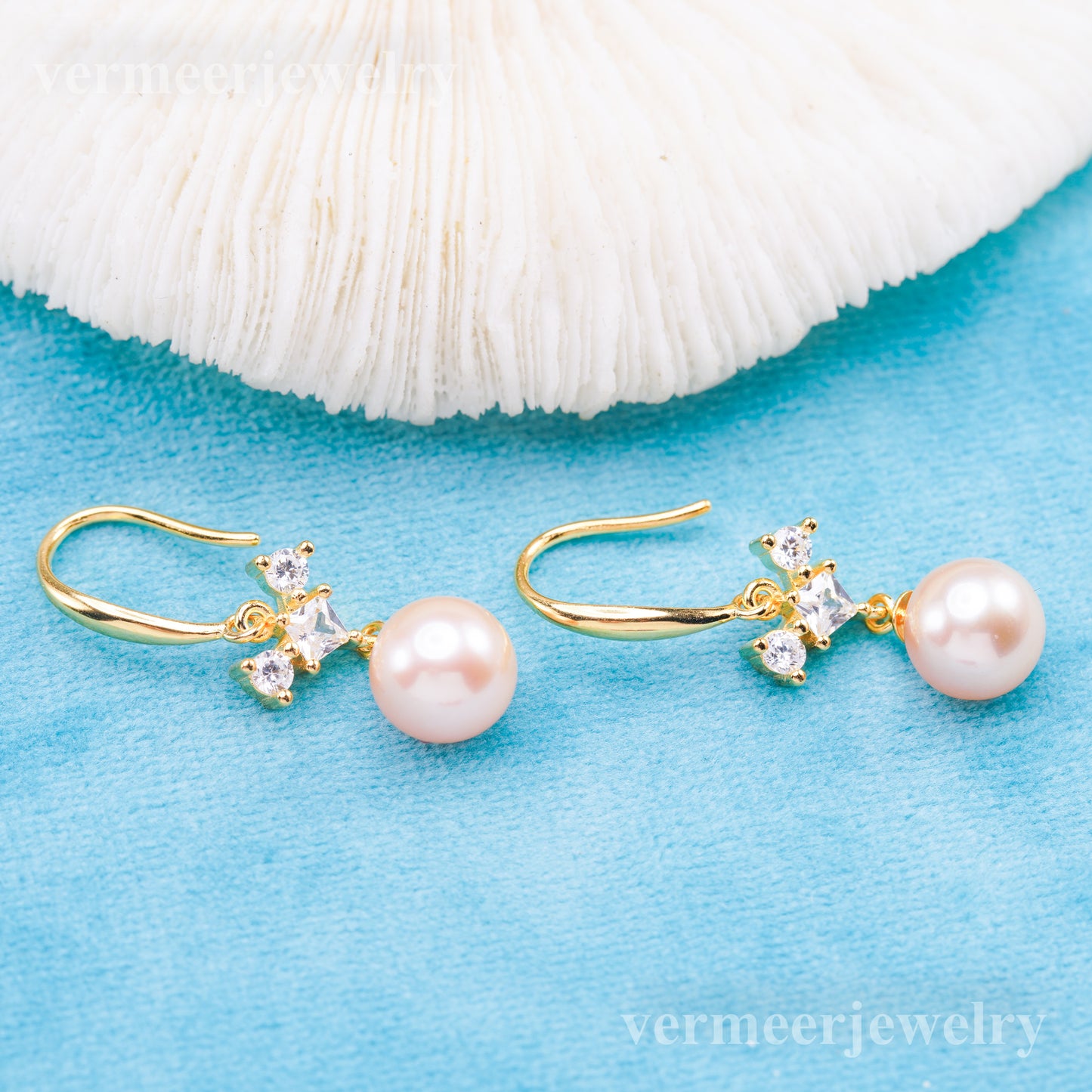 e010915 S925 pearl earring 925 sterling silver DIY 7-8mm Natural Freshwater pearl stud earring for women