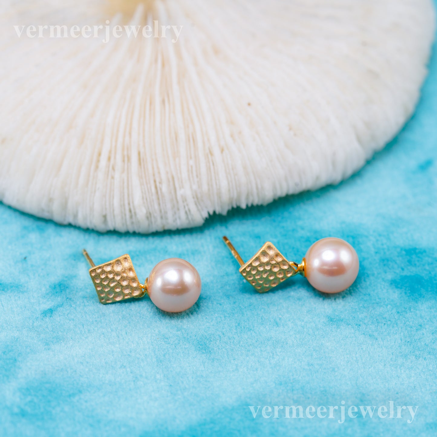 e010936 S925 pearl earring 925 sterling silver DIY 7-8mm Natural Freshwater pearl stud earring for women