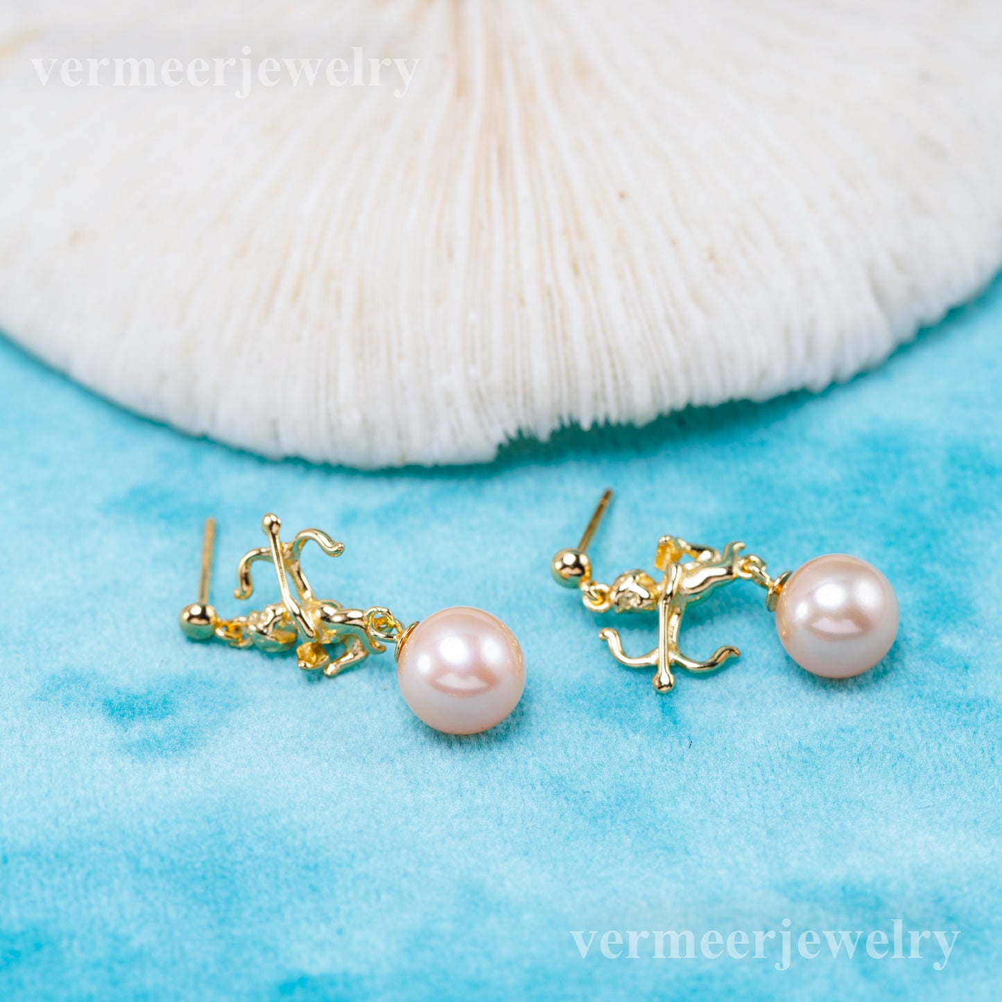 e010939 S925 pearl earring 925 sterling silver DIY 7-8mm Natural Freshwater pearl stud earring for women