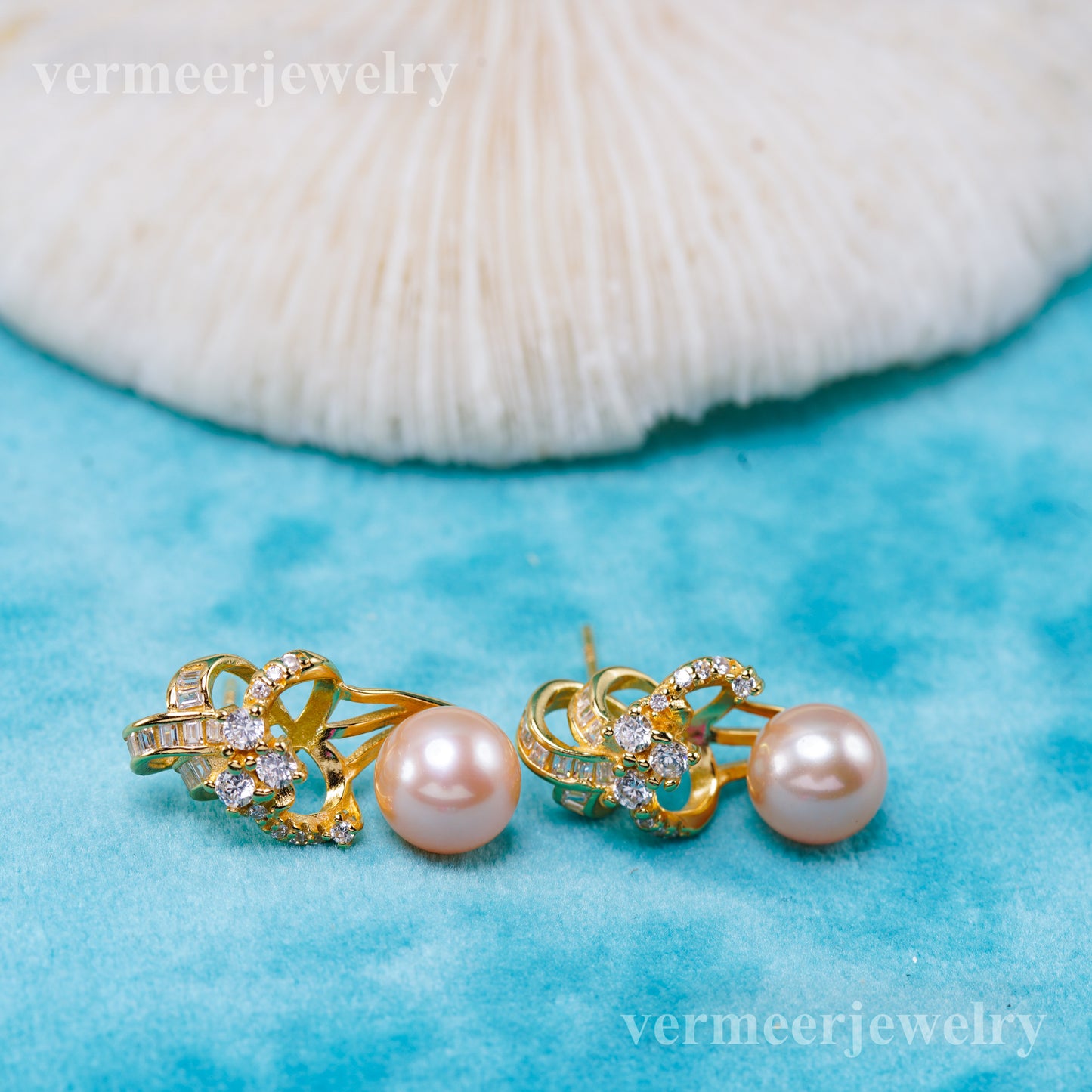 e010945 S925 pearl earring 925 sterling silver DIY 7-8mm Natural Freshwater pearl stud earring for women