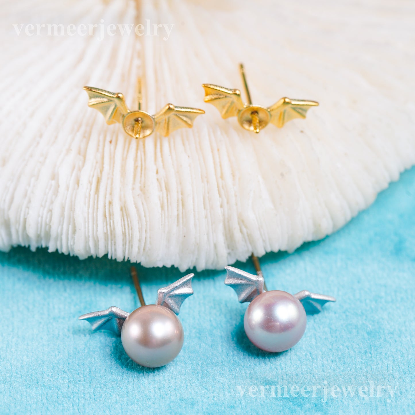 e010953 S925 pearl earring 925 sterling silver DIY 7-8mm Natural Freshwater pearl stud earring for women