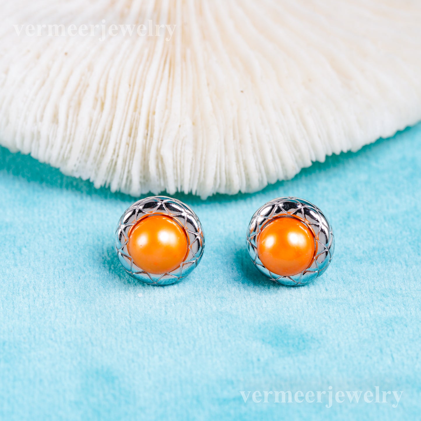 e010958 S925 pearl earring 925 sterling silver DIY 7-8mm Natural Freshwater pearl stud earring for women